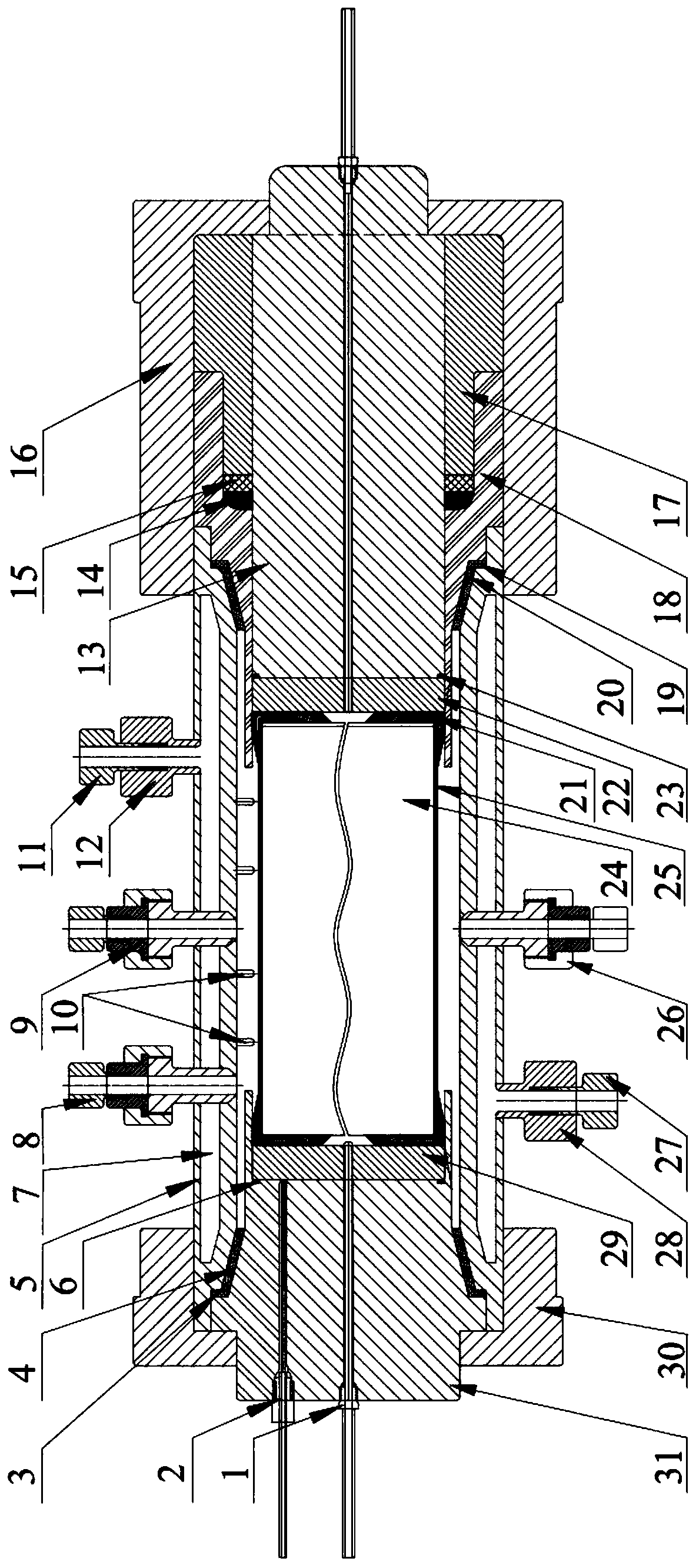 In-situ exploitation flow-heat transfer experiment device for compact oil shale