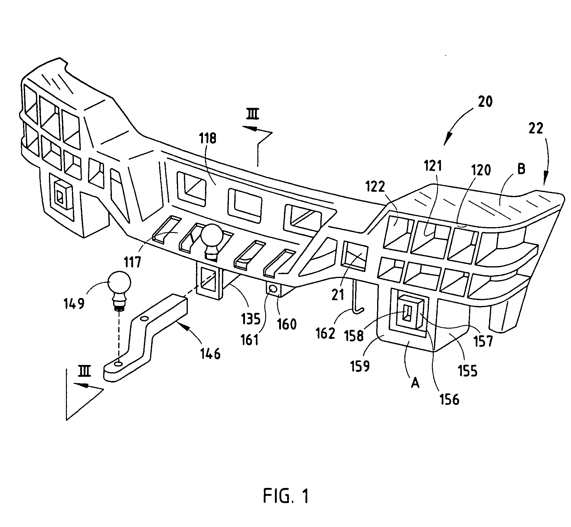 Bumper with energy absorber forming useful features