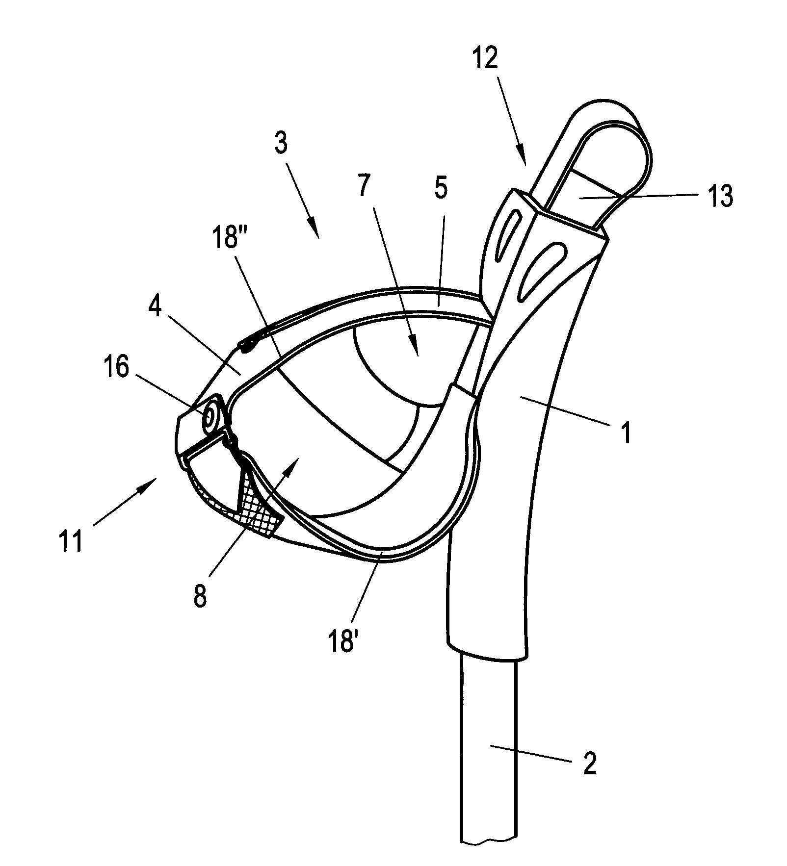 Holding apparatus having adjustment apparatus and separate closing apparatus, attachable to a handle