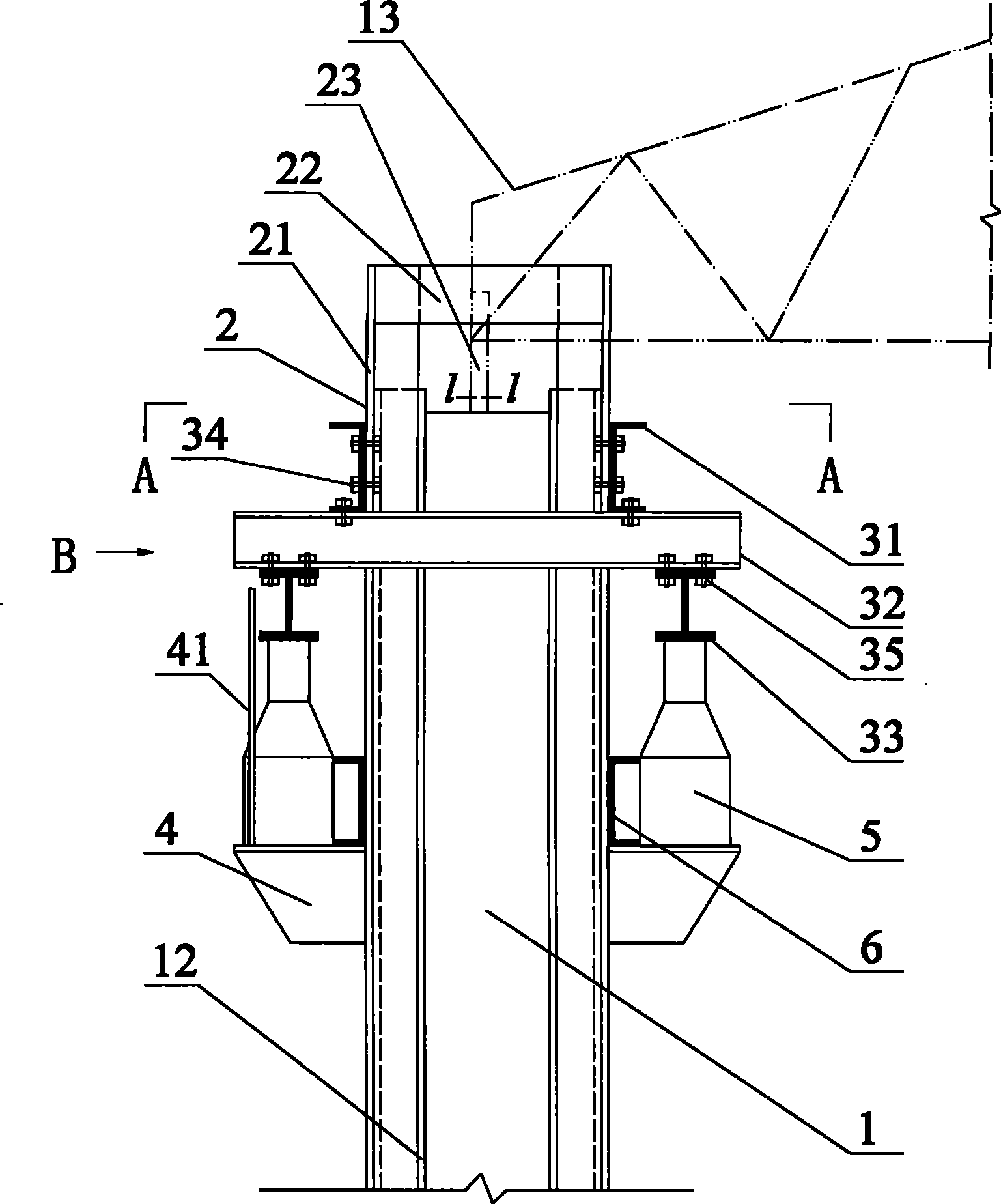 Integral jacking method for steel roof frame and concrete column articulated factory house cover