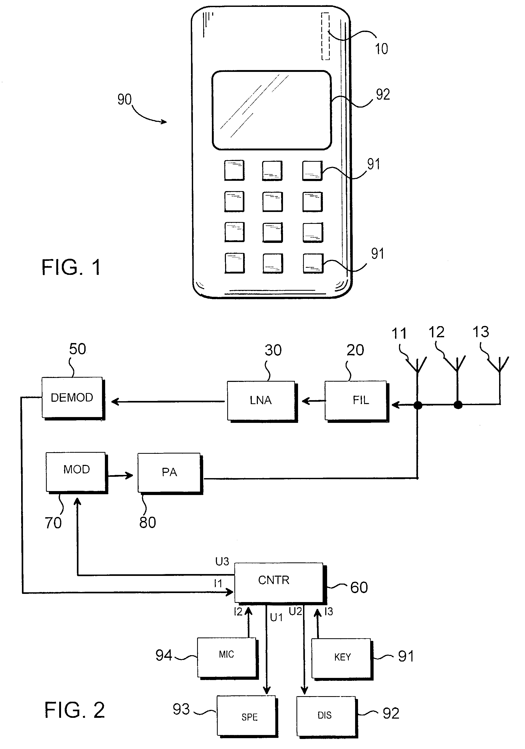 Antenna arrangement and mobile terminal device