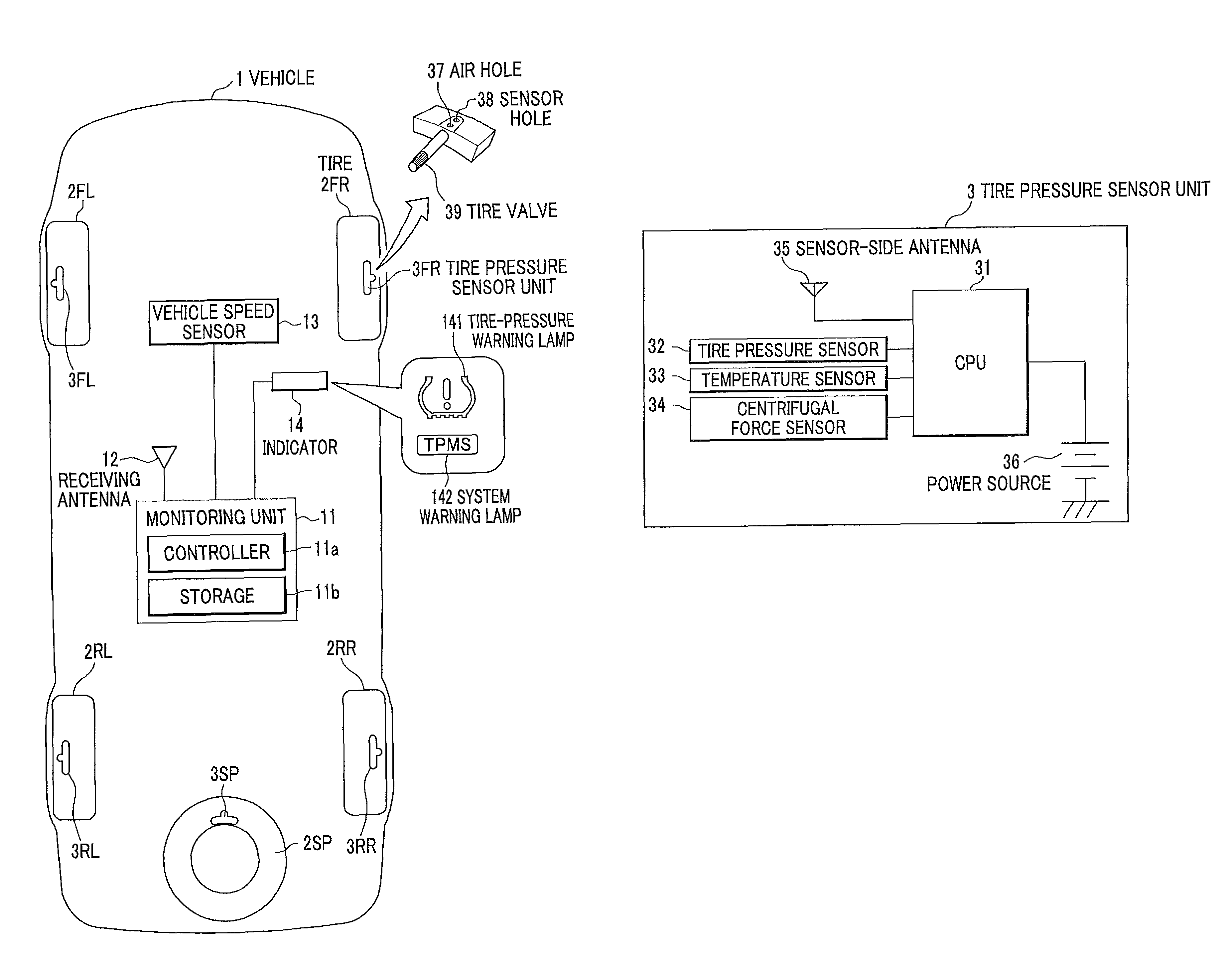 Tire pressure monitoring system and pressure monitoring unit