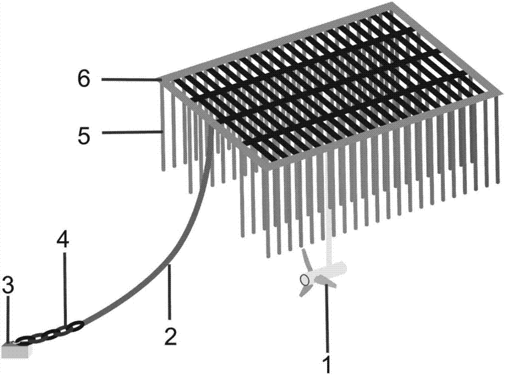 Integrated system of ocean tidal current energy power generation device and buoyant raft type aquaculture structure