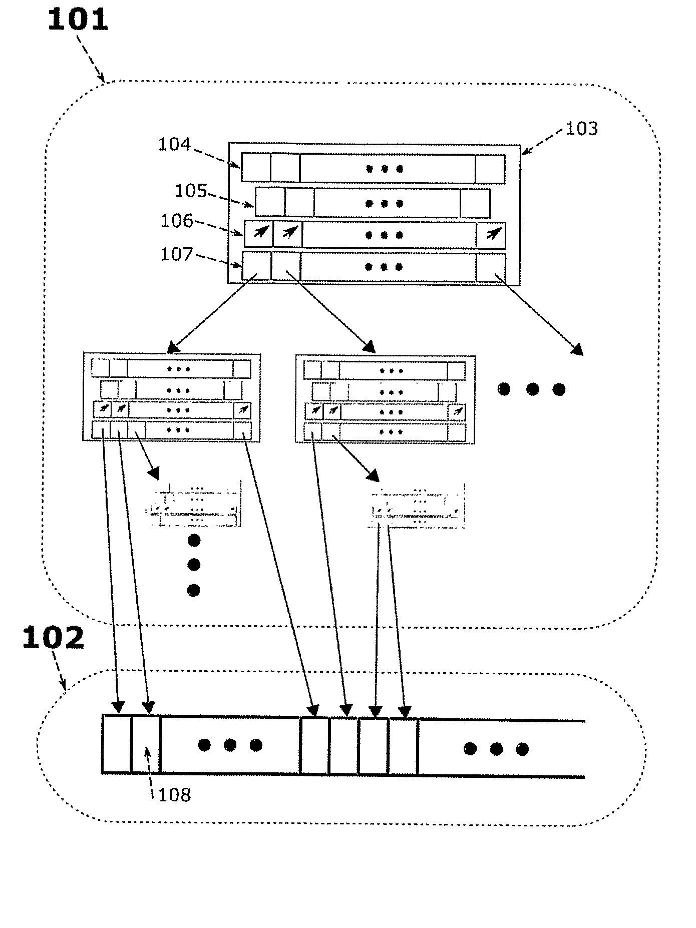 Data mining using an index tree created by recursive projection of data points on random lines