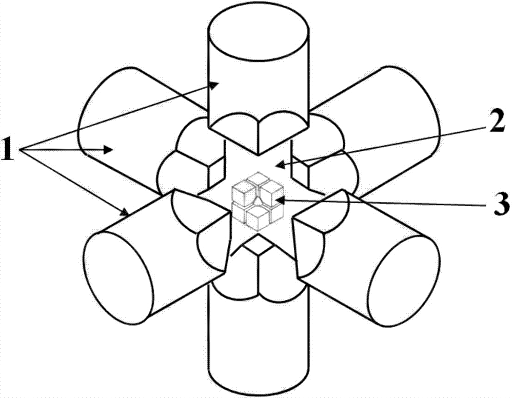 Secondary anvil and secondary pressurizing unit of octahedral pressure cavity static high-pressure device