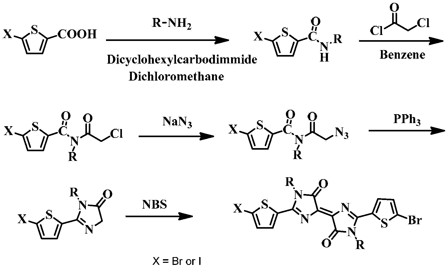 Conjugated micromolecule material based on bithiophene dipyrrole and derivatives thereof, and preparation method and application thereof