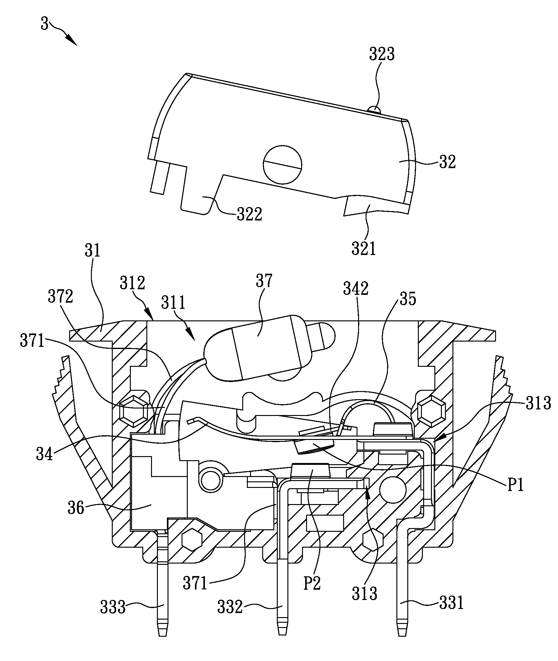 Power switch suitable for automated production