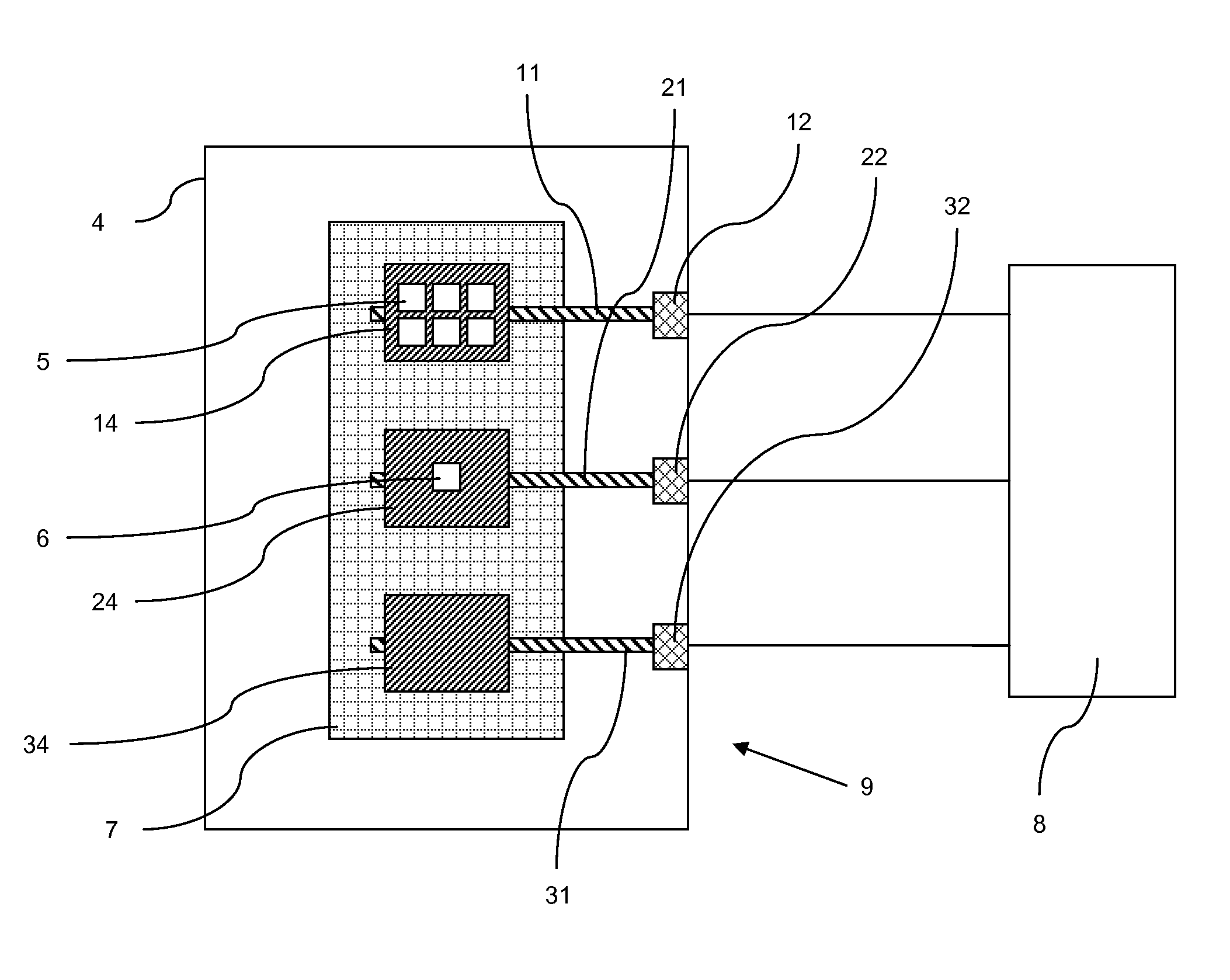 Electrochemical gas sensor containing electric connection lines or housing contact bridges comprising carbon nanotubes