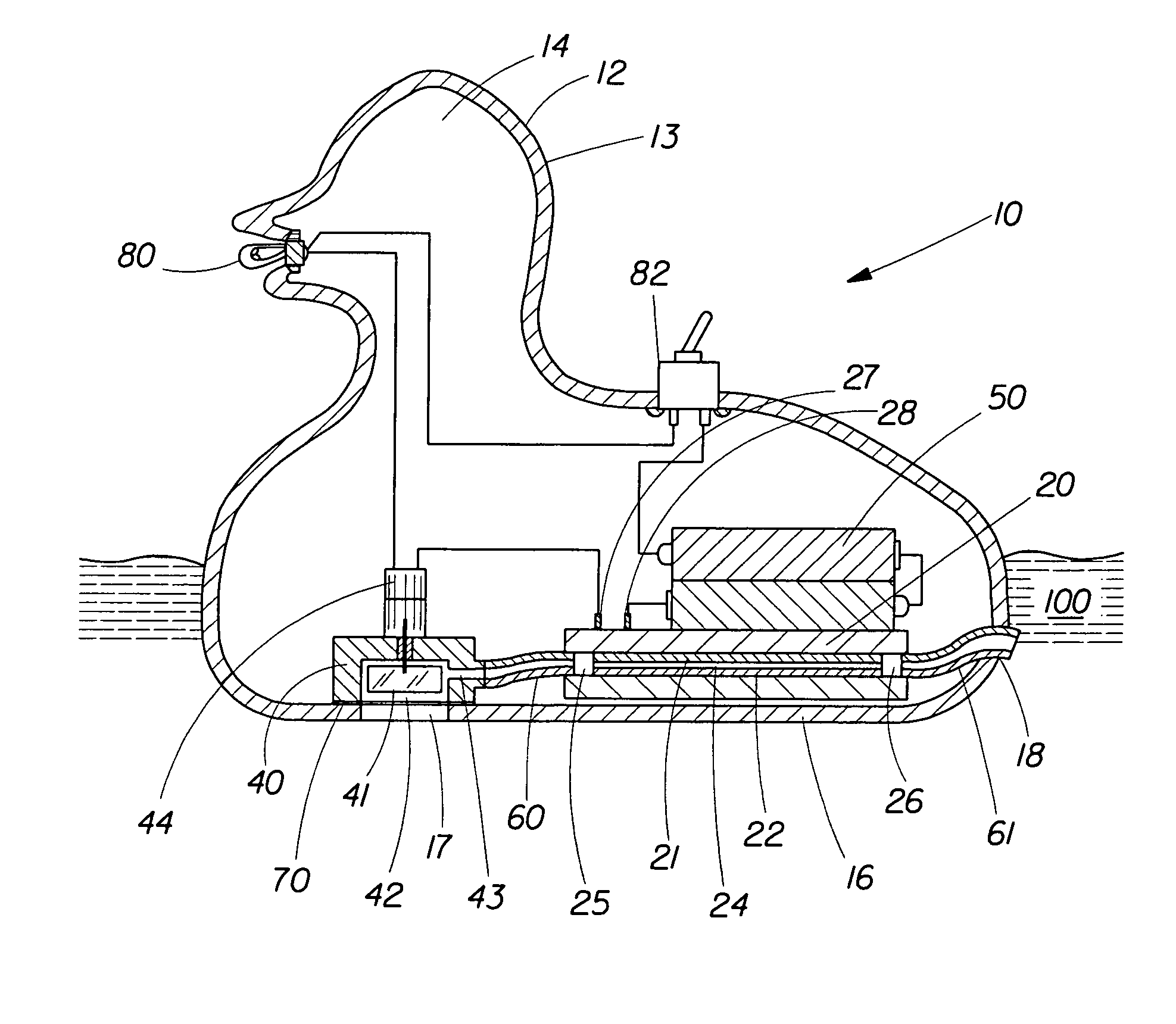 Electrolysis device for treating a reservoir of water