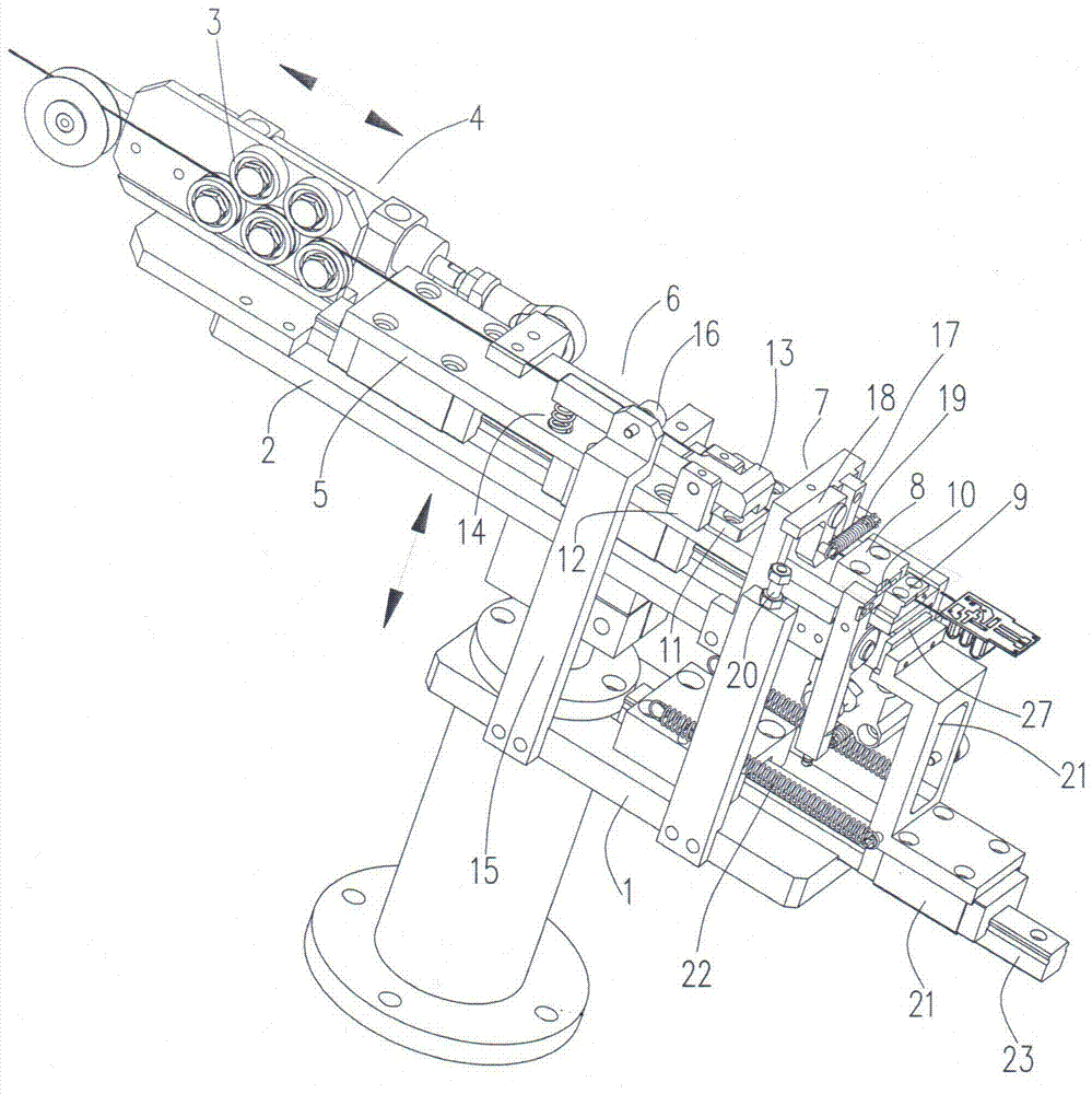 Automatic wire feeding and forming device for producing led energy saving lamps