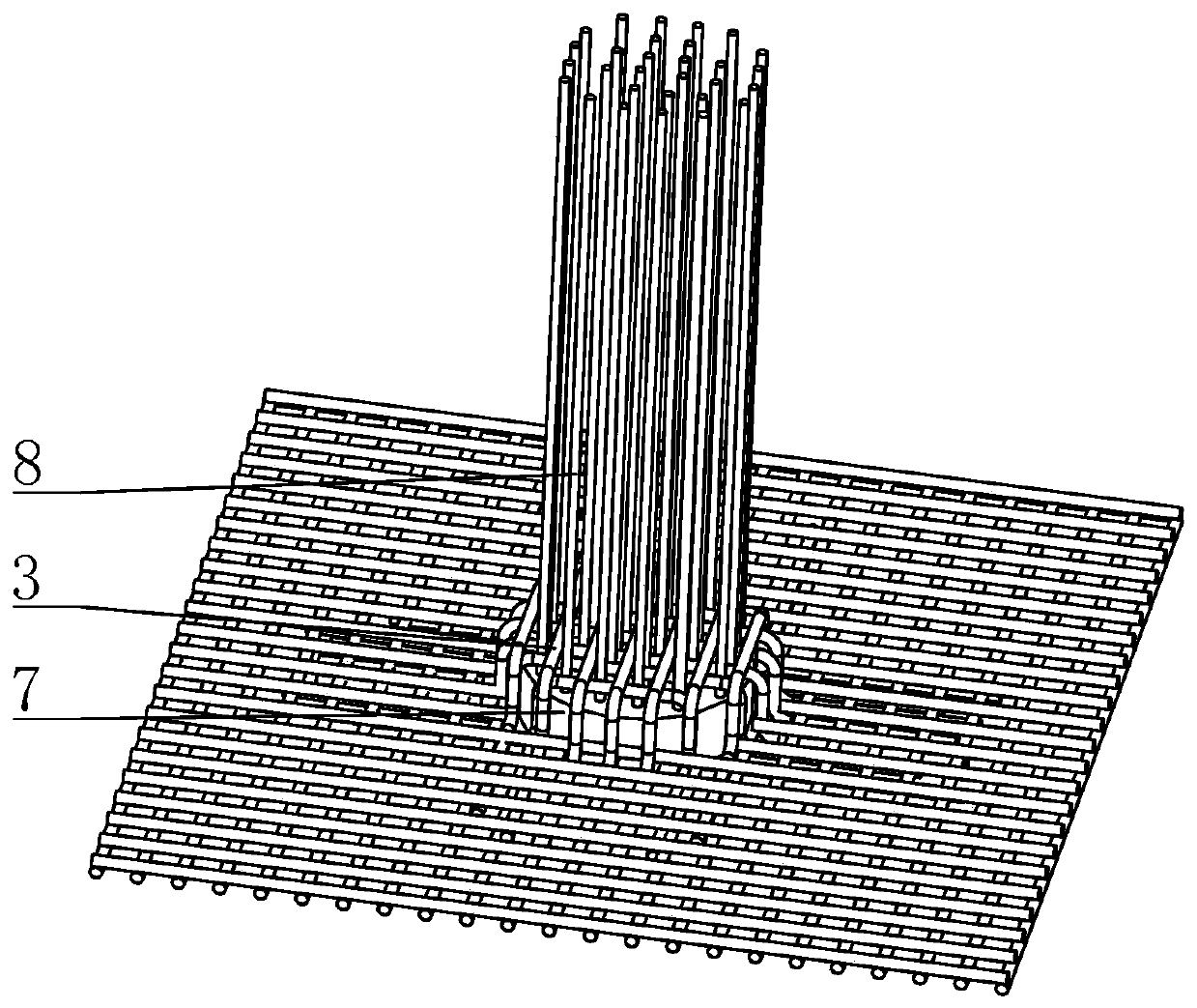 Bridge pile foundation pile head pouring connection steel bar structure and construction method thereof