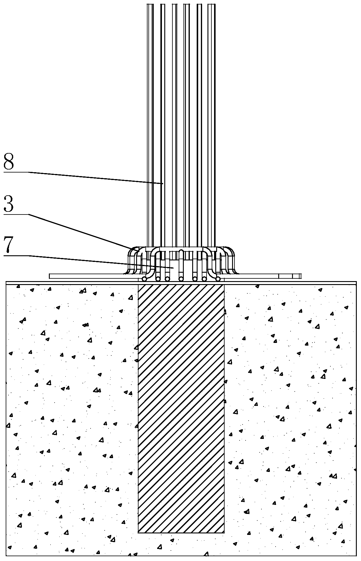 Bridge pile foundation pile head pouring connection steel bar structure and construction method thereof