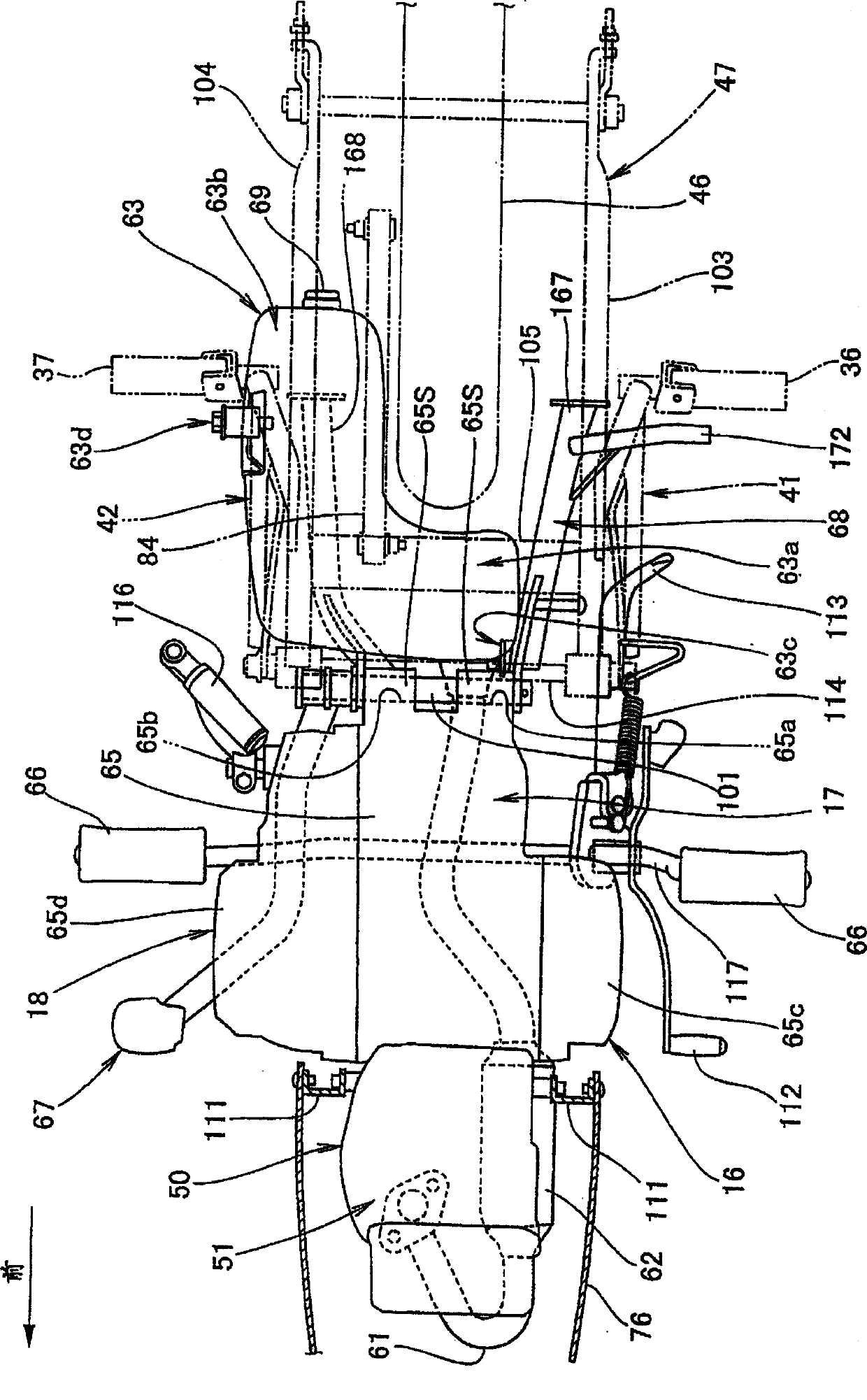 Frame structure of two-wheels motorcycle