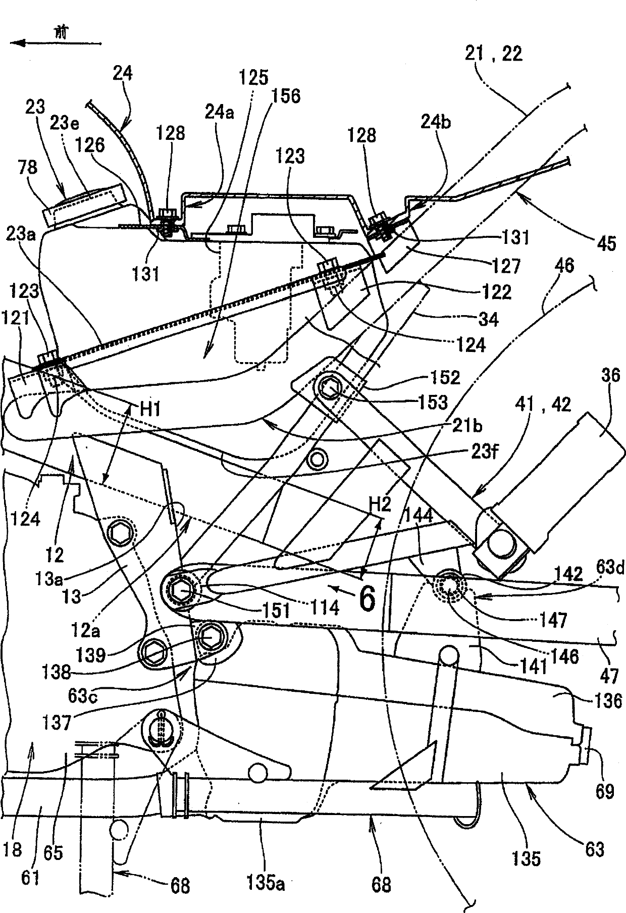 Frame structure of two-wheels motorcycle