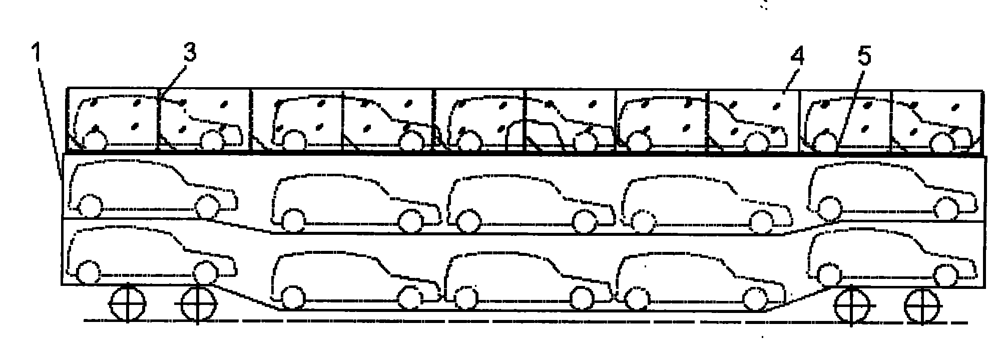 Three-decker railway freight car with detachable top decker