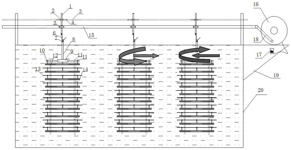 A coating device with reciprocating movement and synchronous horizontal rotation