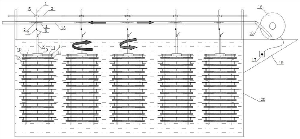 A coating device with reciprocating movement and synchronous horizontal rotation