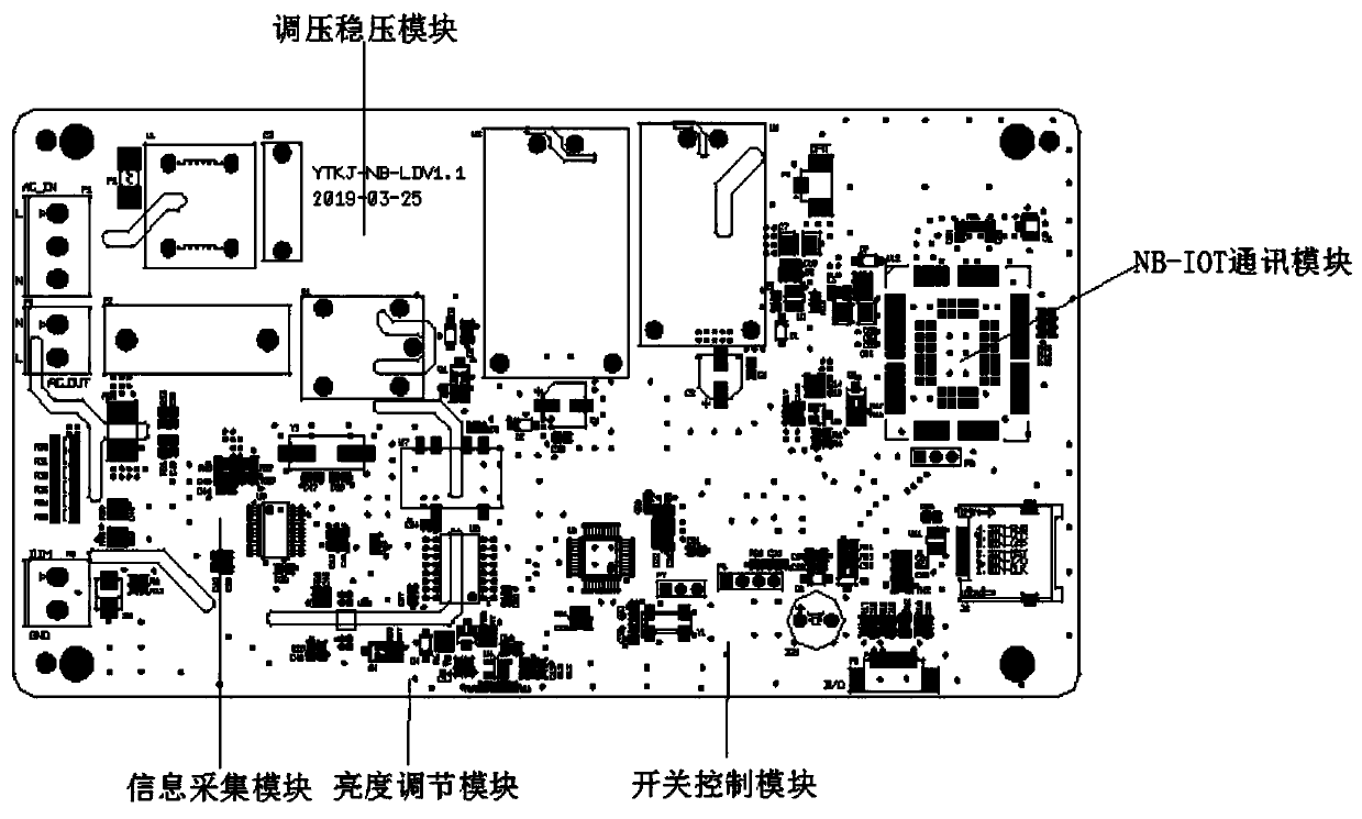 Intelligent street lamp single lamp control terminal and control system based on NB-IOT technology multi-information acquisition