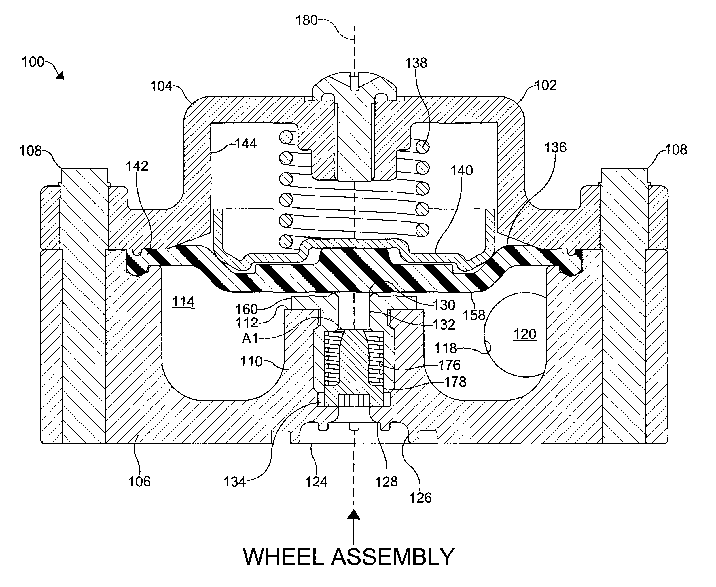 Valve assembly for a central tire inflation system