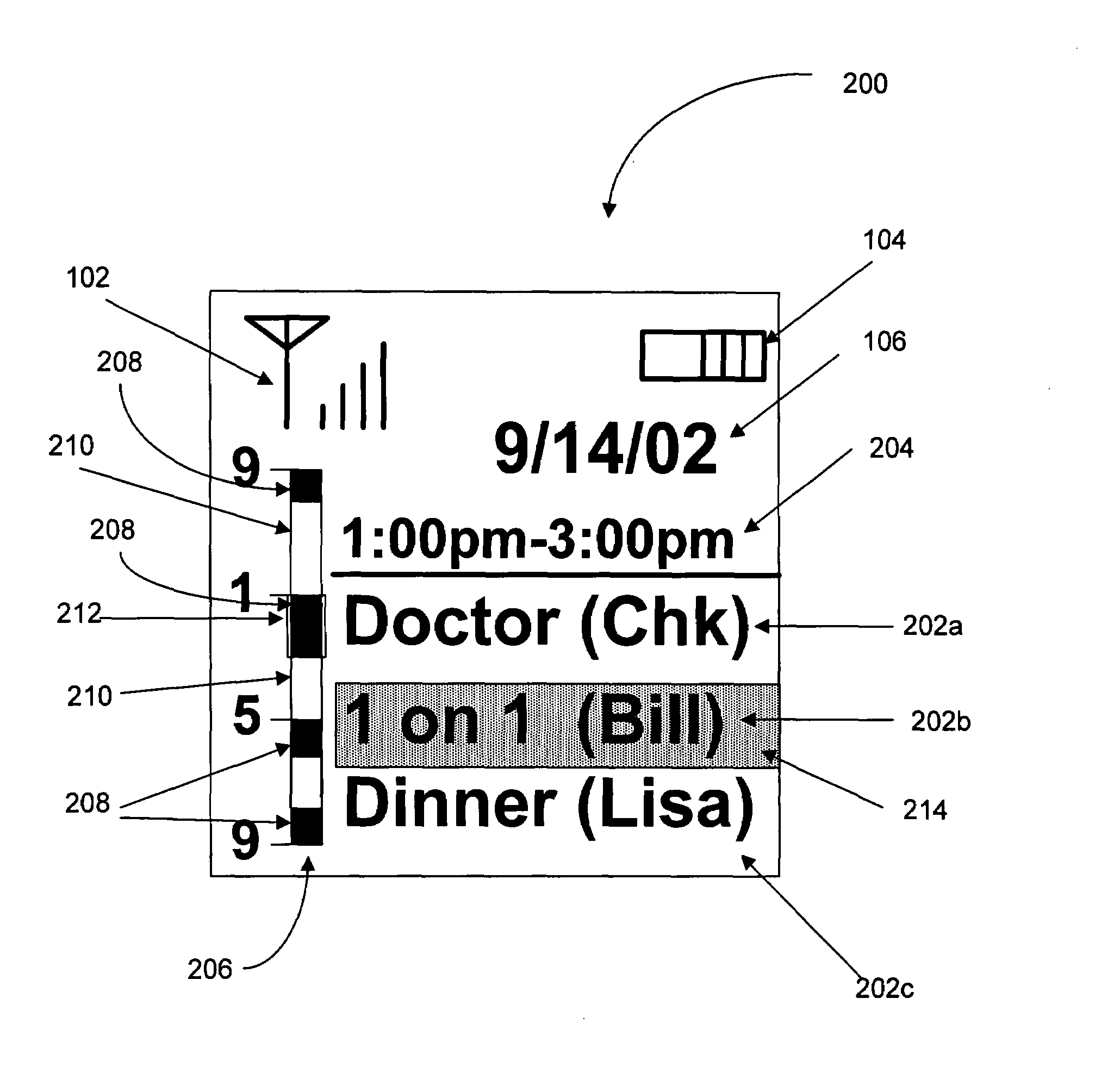 System and method for presenting time related data on a small screen device