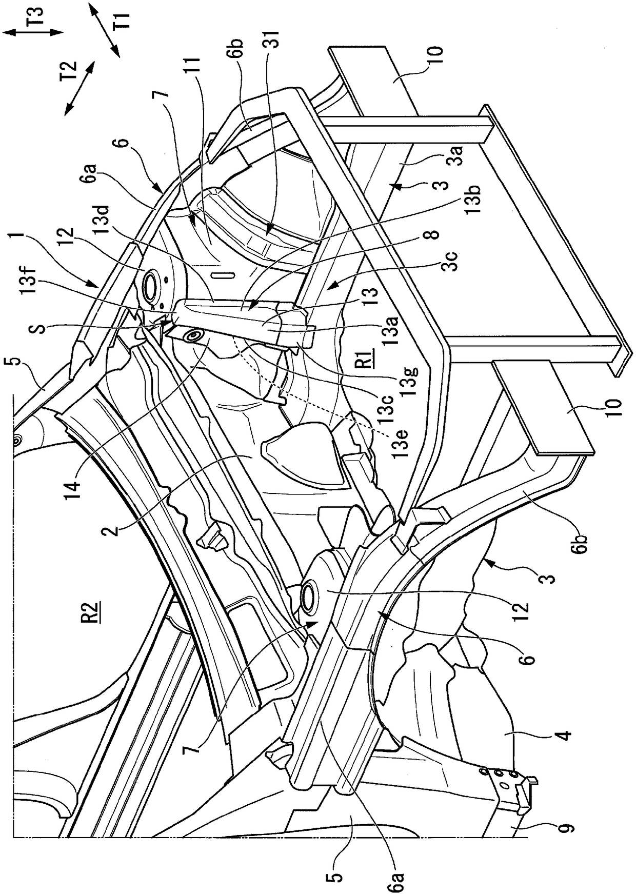 A battery support structure