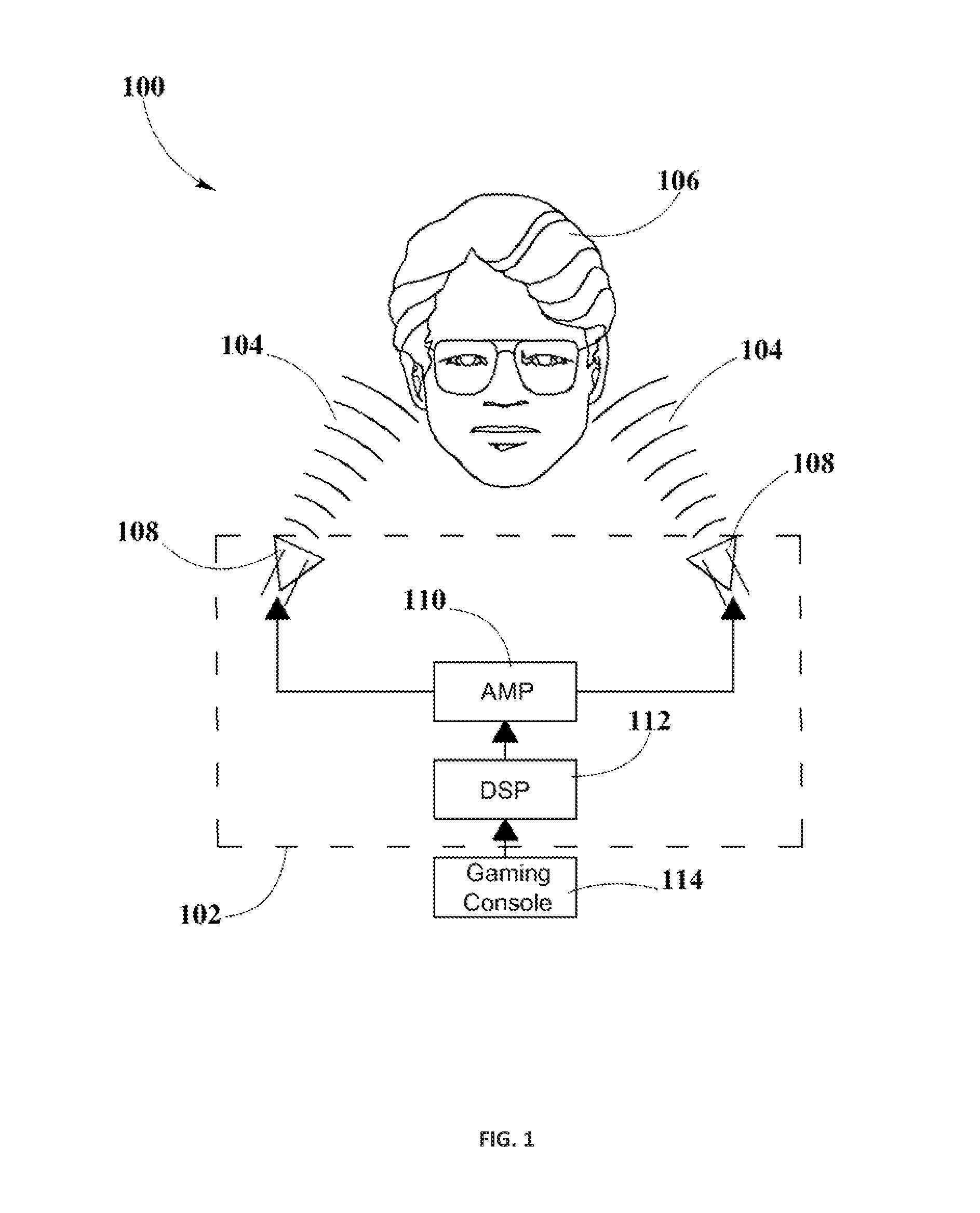 Video gaming system with ultrasonic speakers