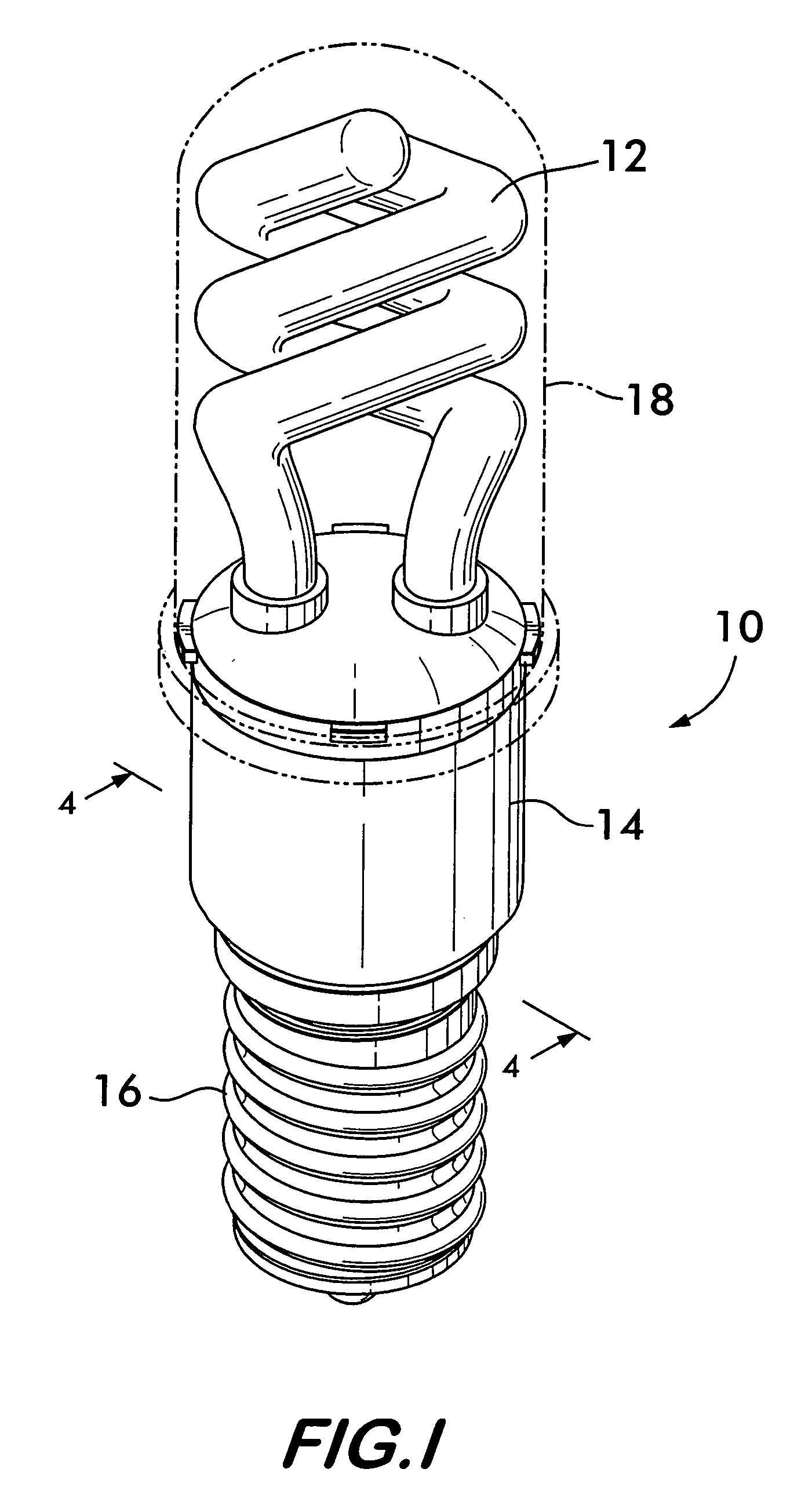 Non-defeatable fluorescent adapter for incandescent fixture