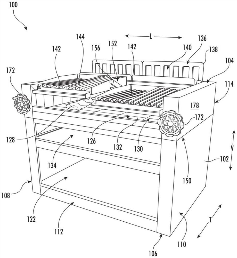 Wood-burning grill and grate bar positioning assembly for wood-burning grill