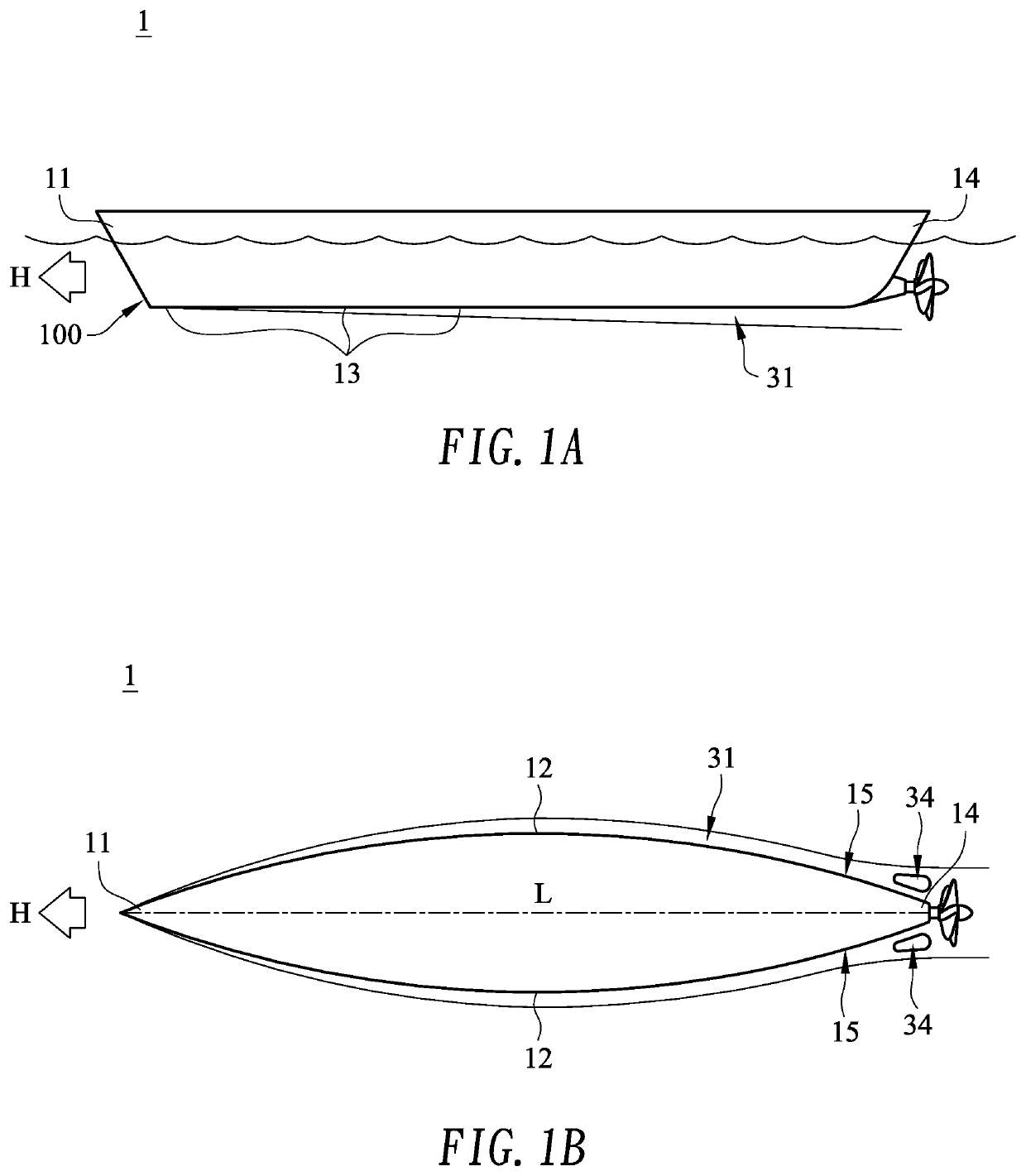 Structure for reducing the drag of a ship and its application