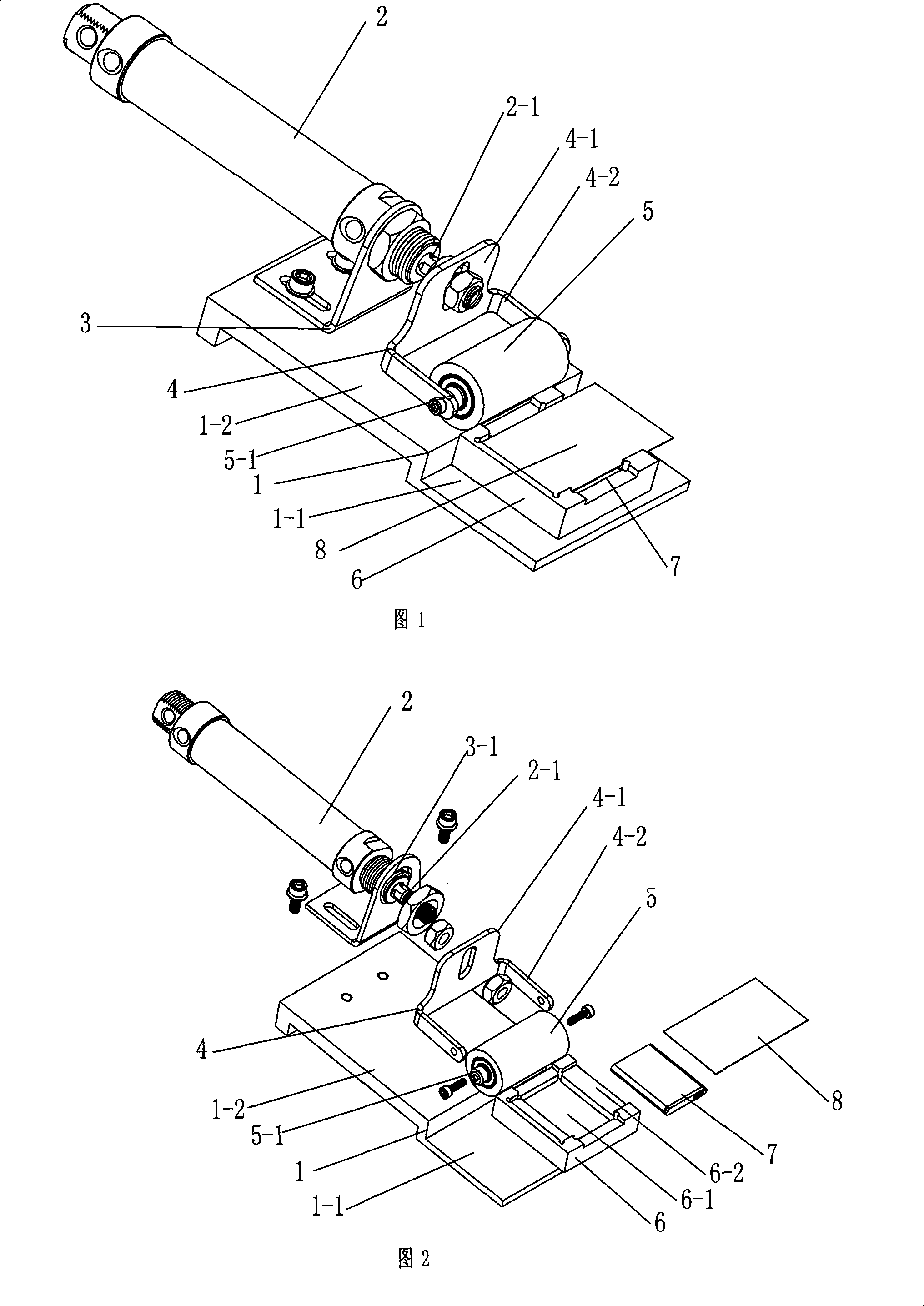 Locating pneumatic pressing apparatus for square lithium ion and nickel-hydrogen battery label