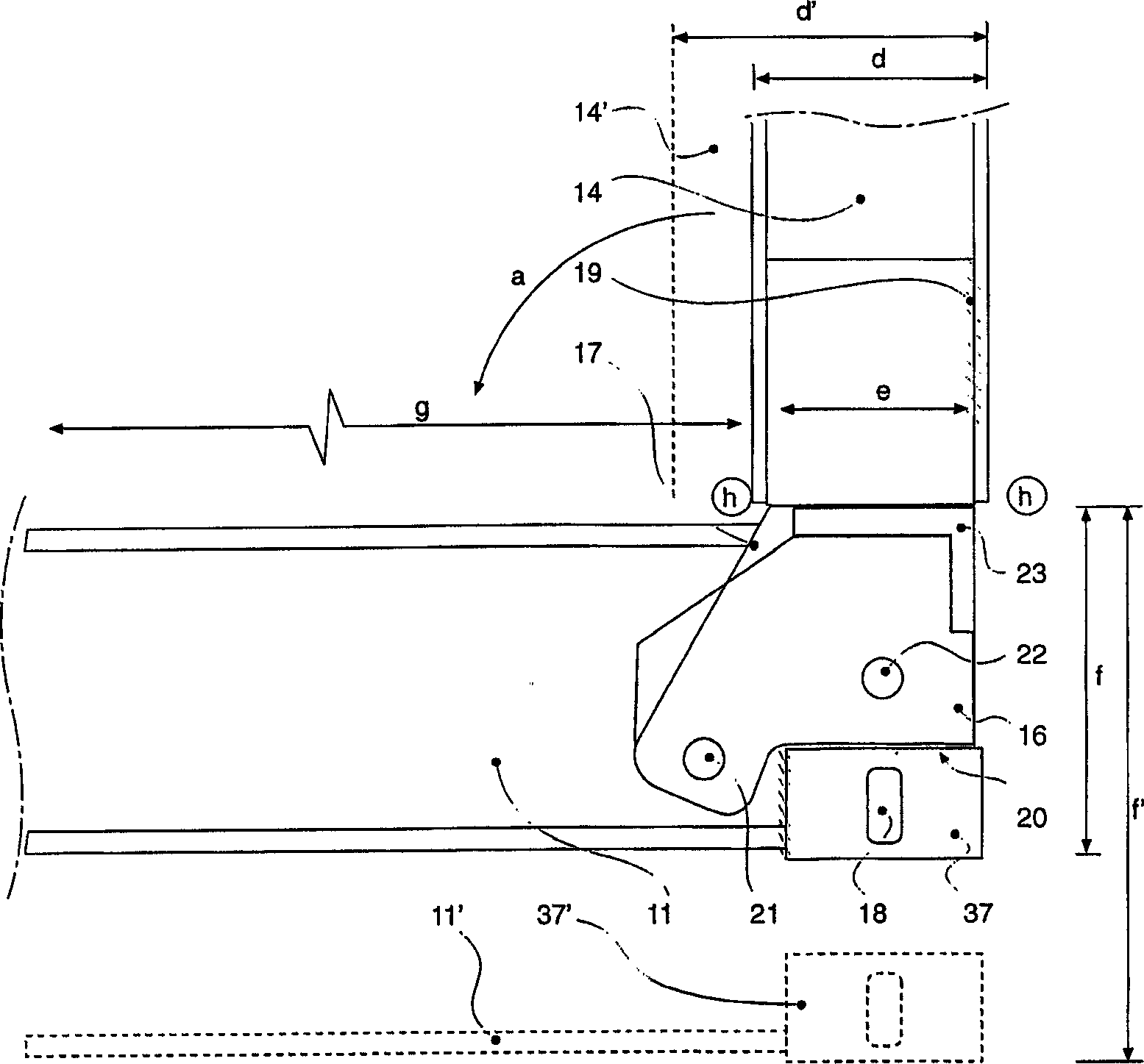 Standardised hinge for flatrack container