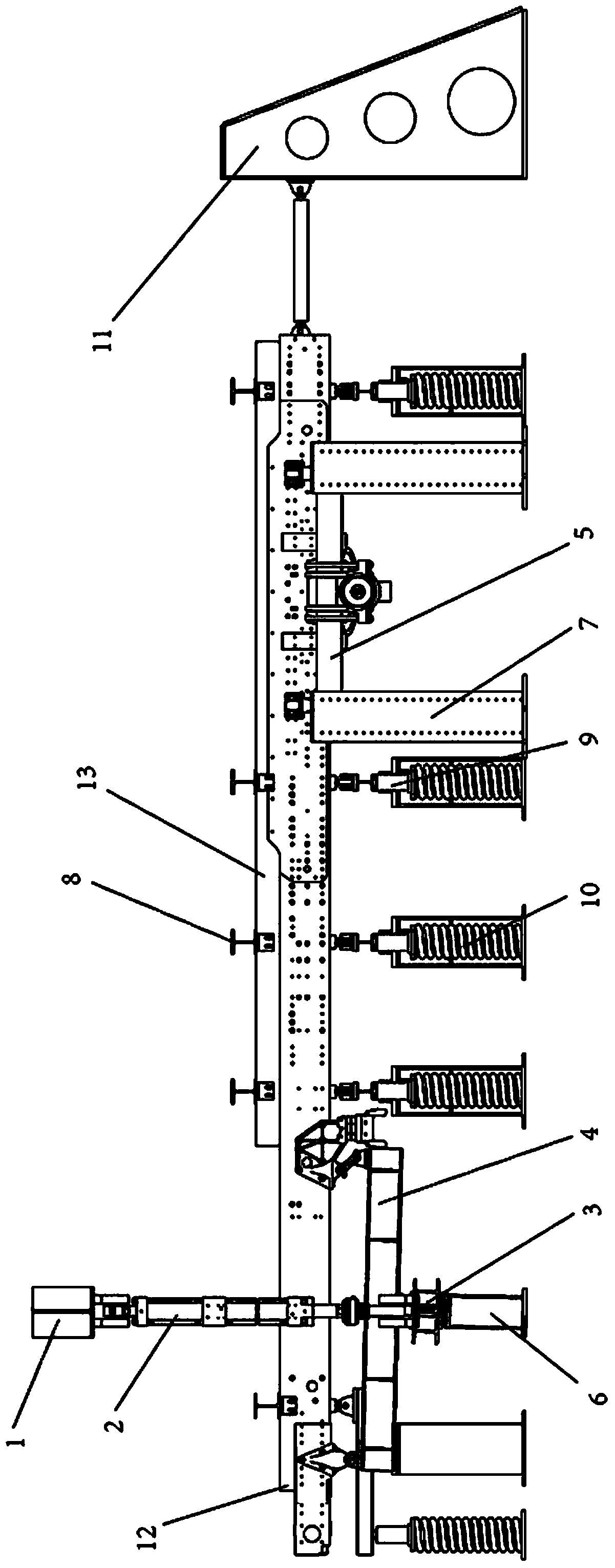 Frame torsional fatigue test bench with loading device