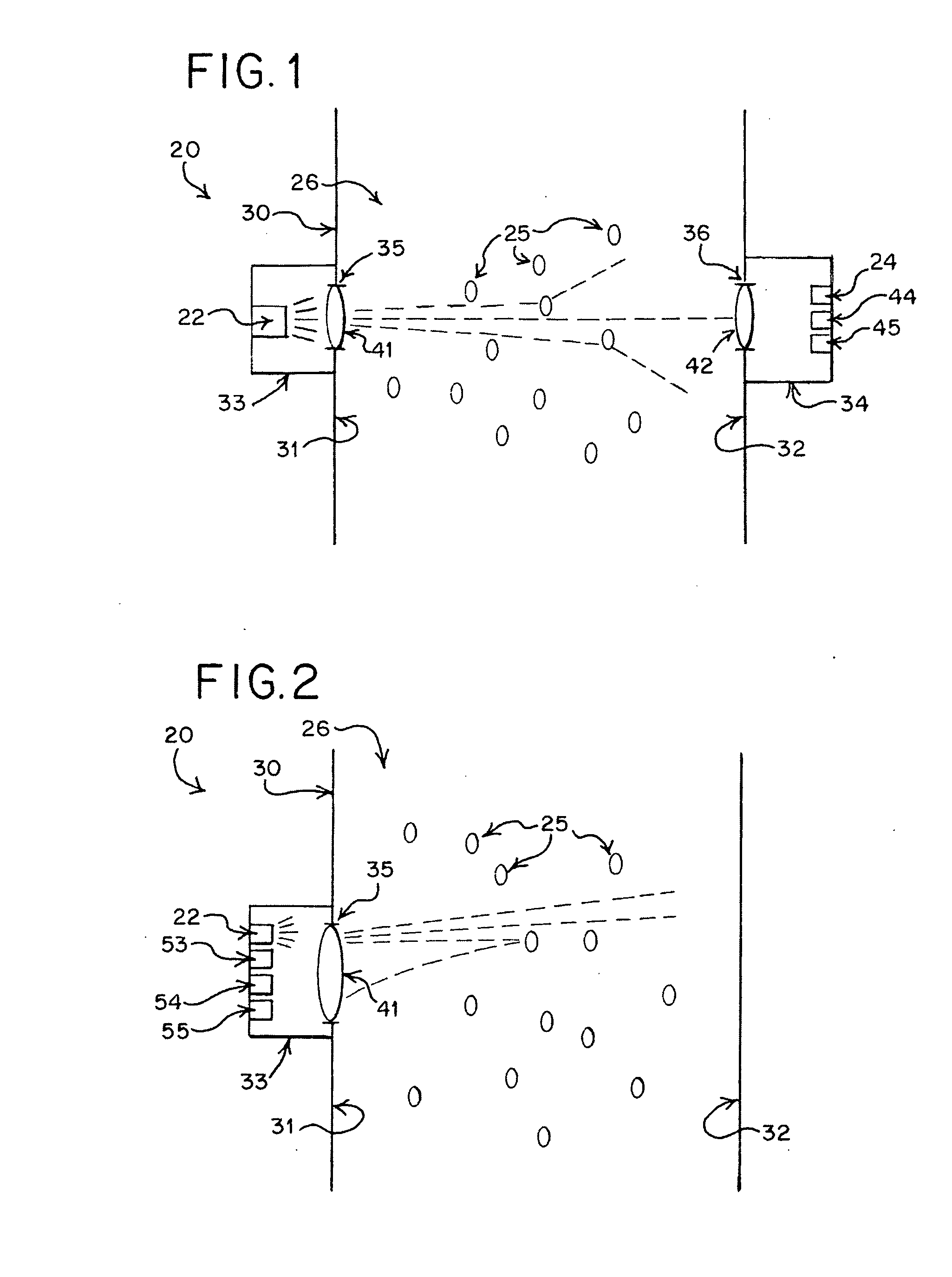 Apparatus, system and method for using an LED to identify a presence of a material in a gas and/or a fluid and/or determine properties of the material