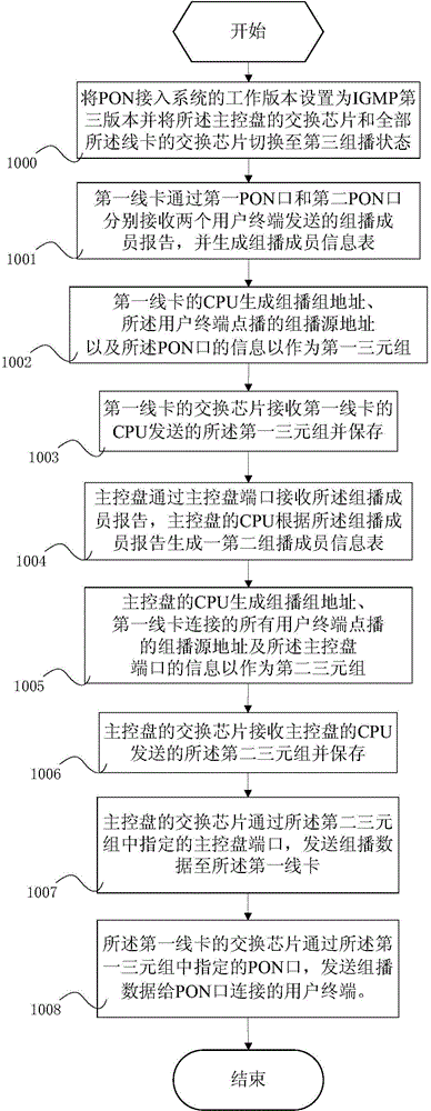 PON (Passive Optical Network) access system and implementation method of multicast thereof