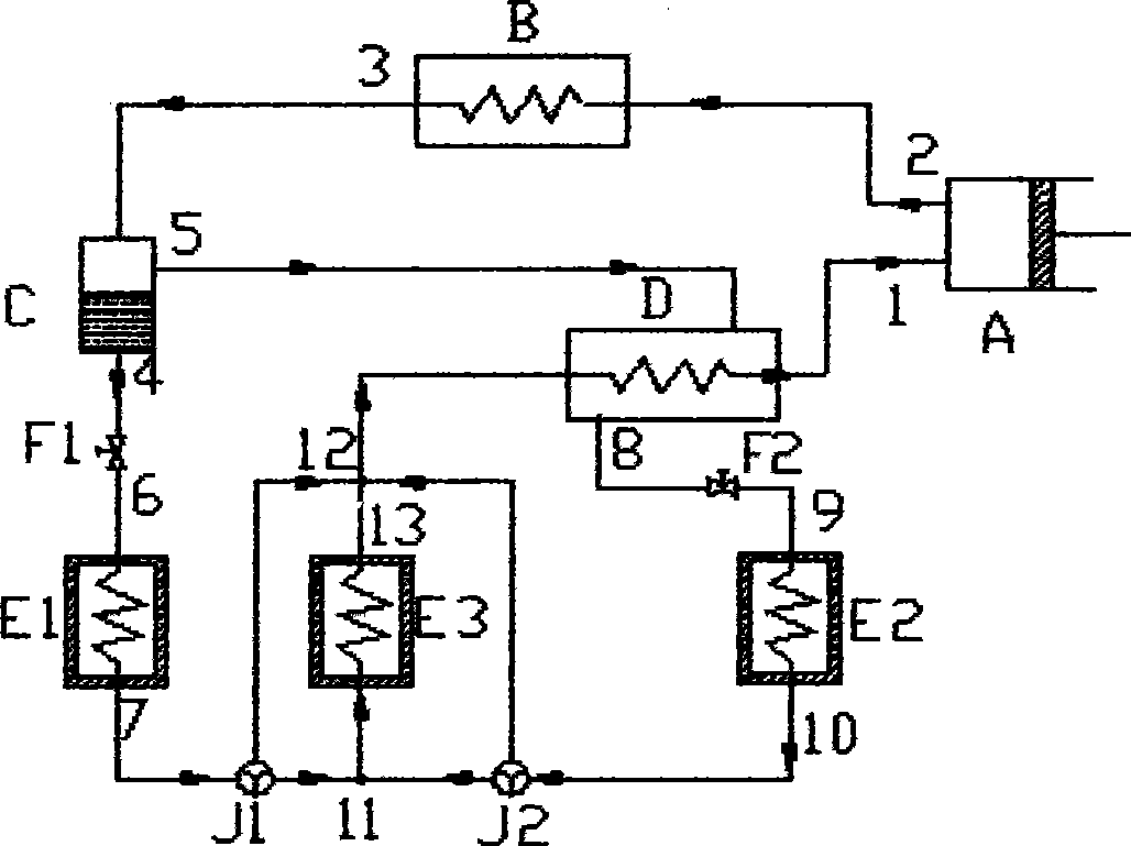 Production method for multi-temperature refrigerating machine with variable evaporating temperature