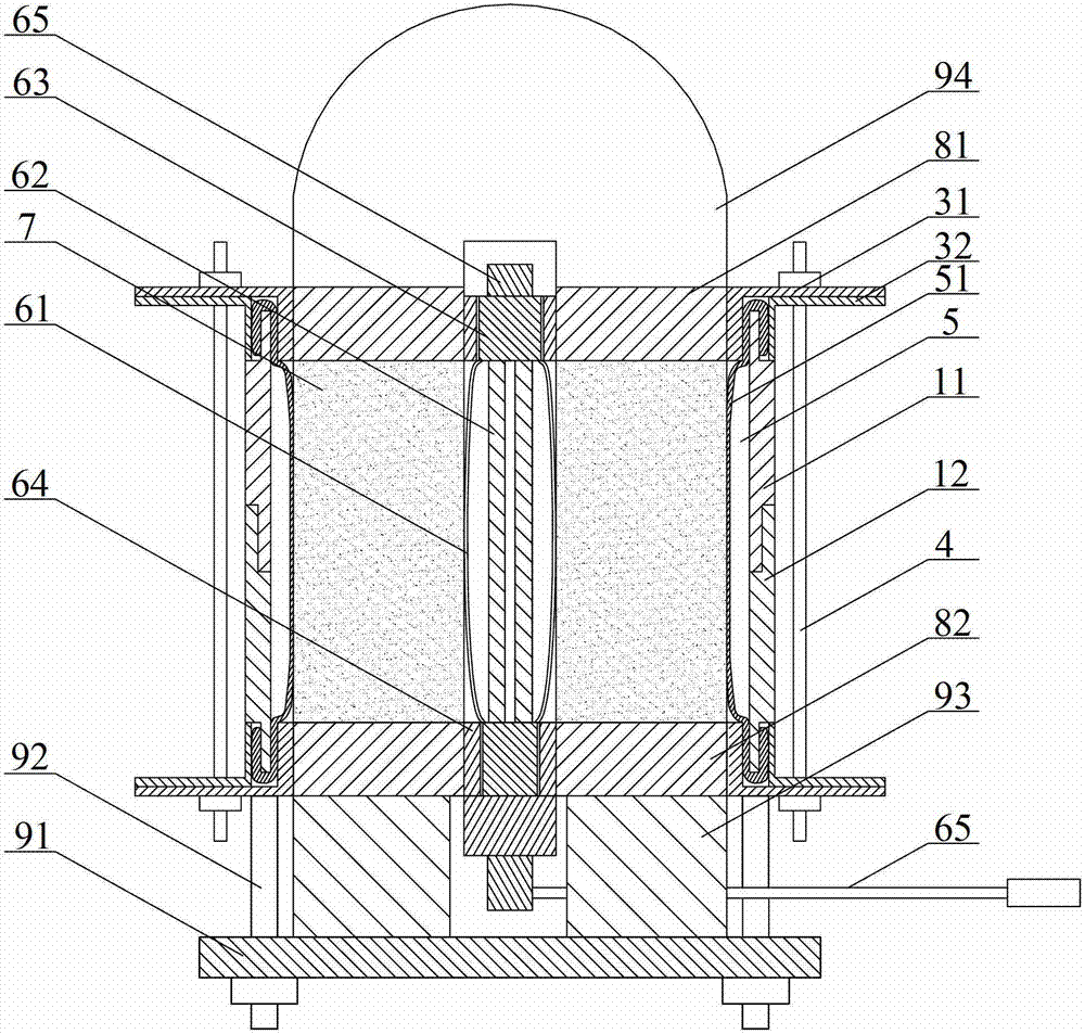 Triaxial test device for asphalt mixture and test method