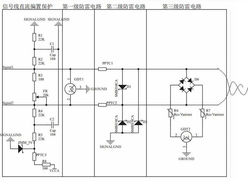 A lightning protection circuit suitable for twisted pair communication and its working method