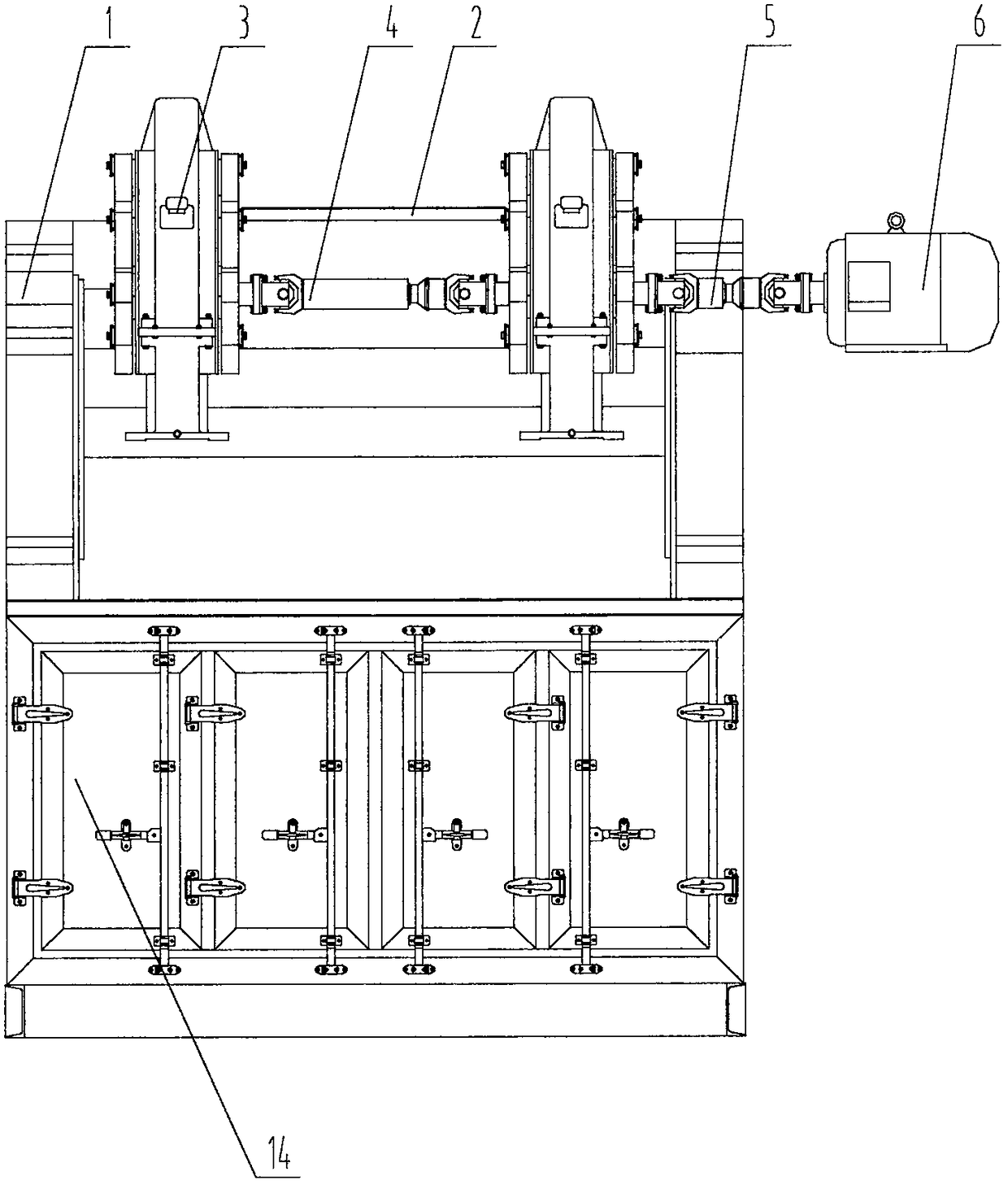 Four-shaft non-anharmonic vibrating screen and screening method thereof