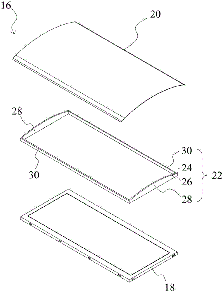 Vehicle-mounted touch device with curved surface structure