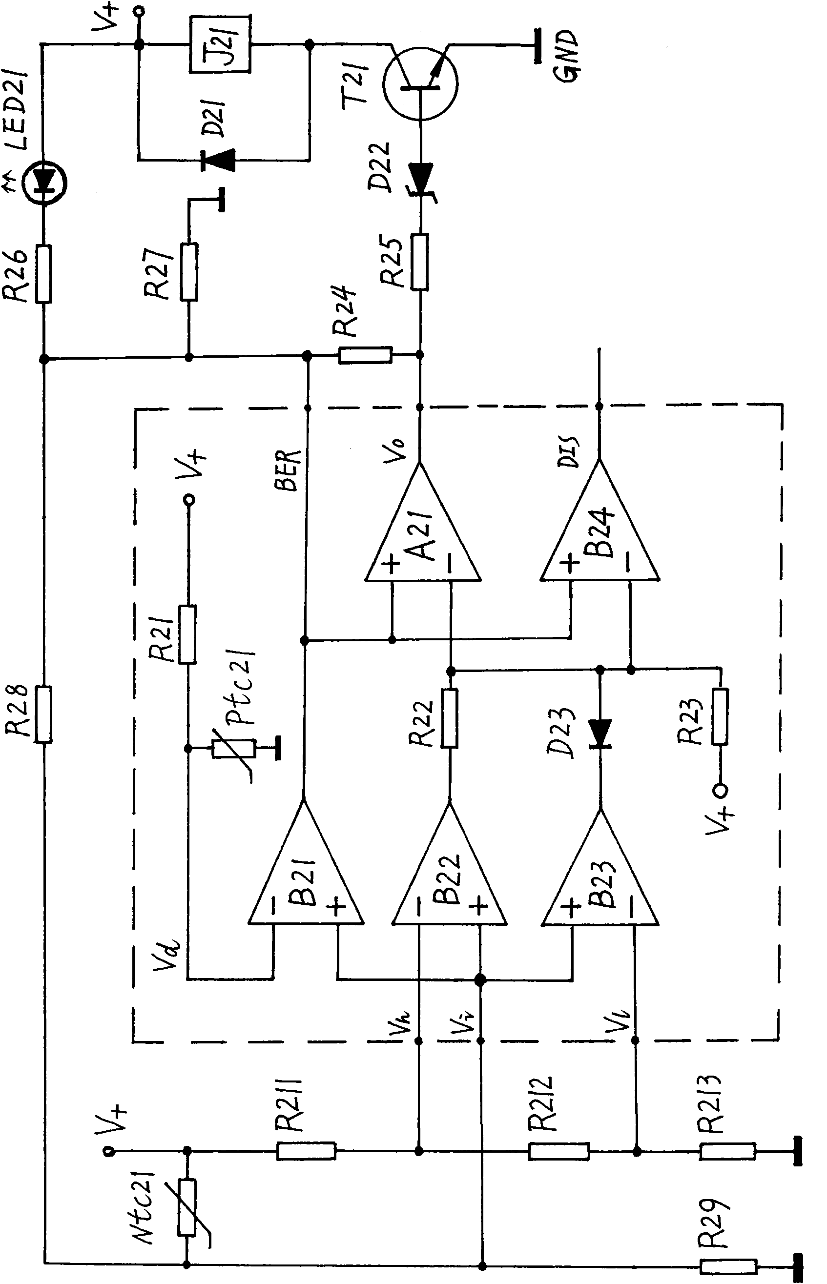 Lower-than-lower-limit reverse control time base circuit