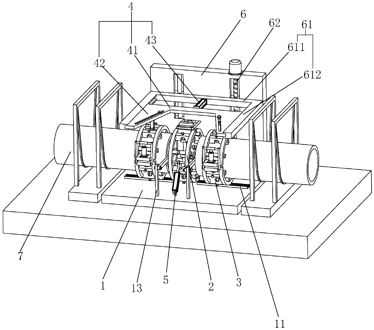 Hydraulic external line-up clamp for steel gas pipeline