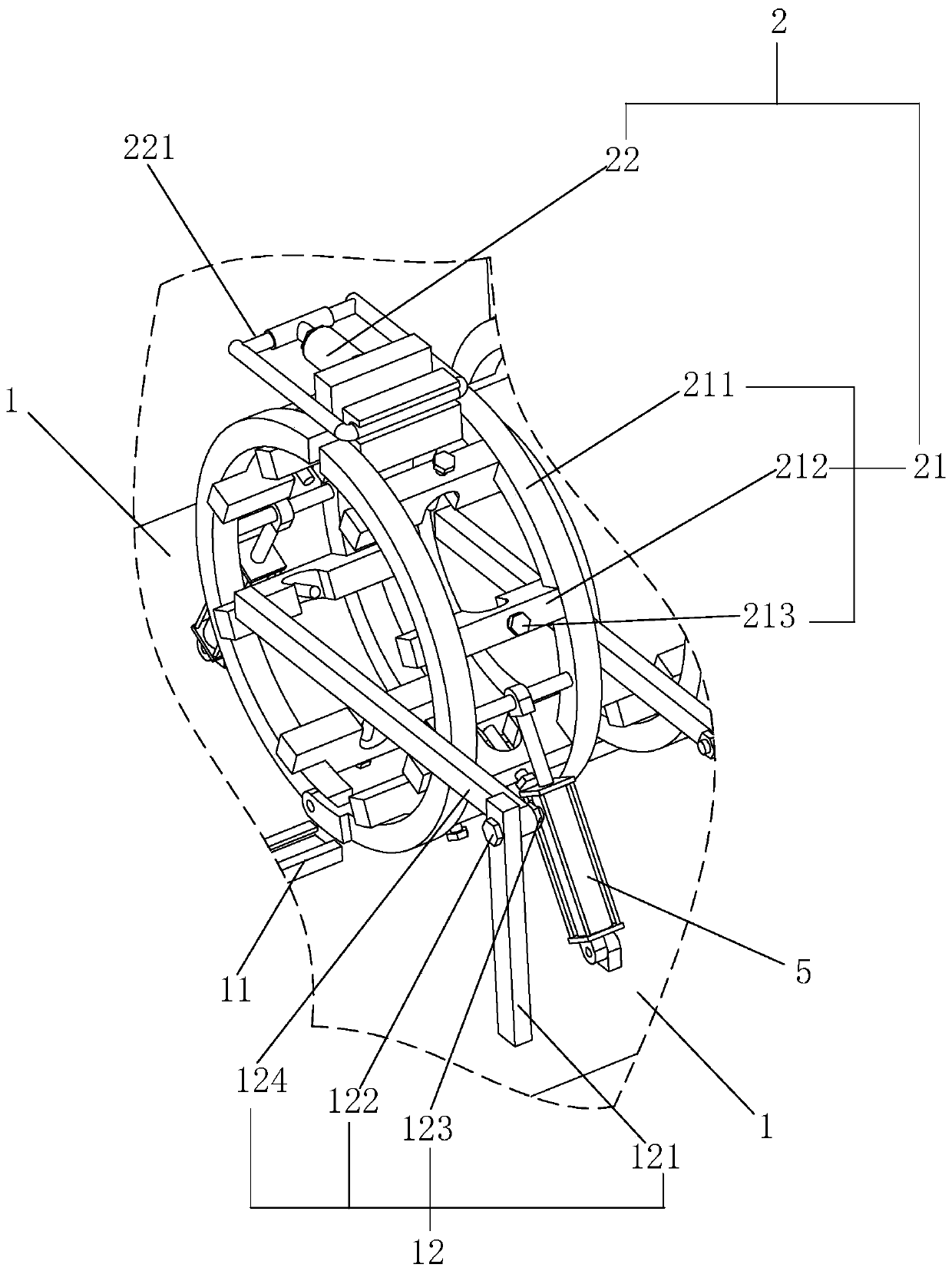 Hydraulic external line-up clamp for steel gas pipeline