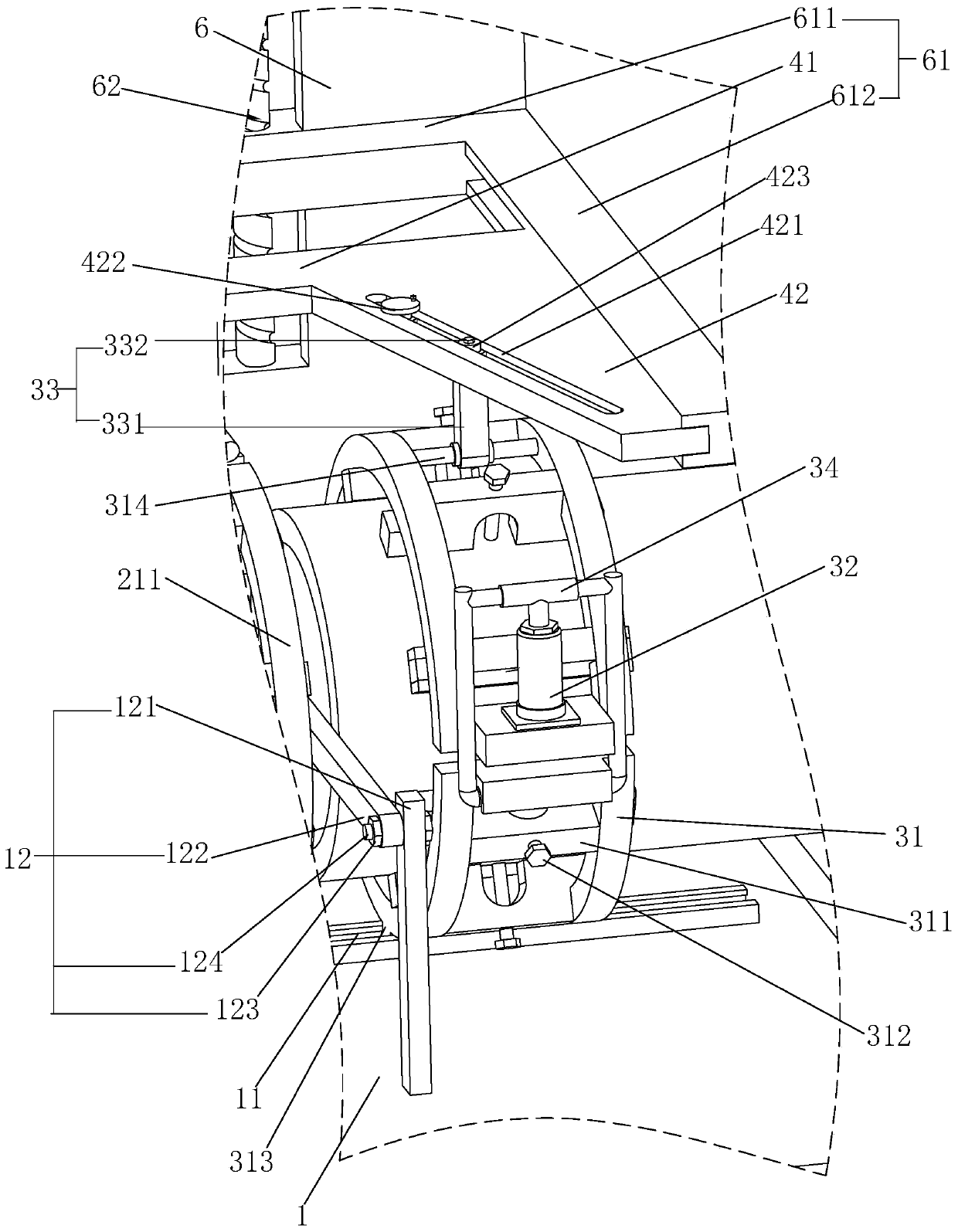 Hydraulic external line-up clamp for steel gas pipeline