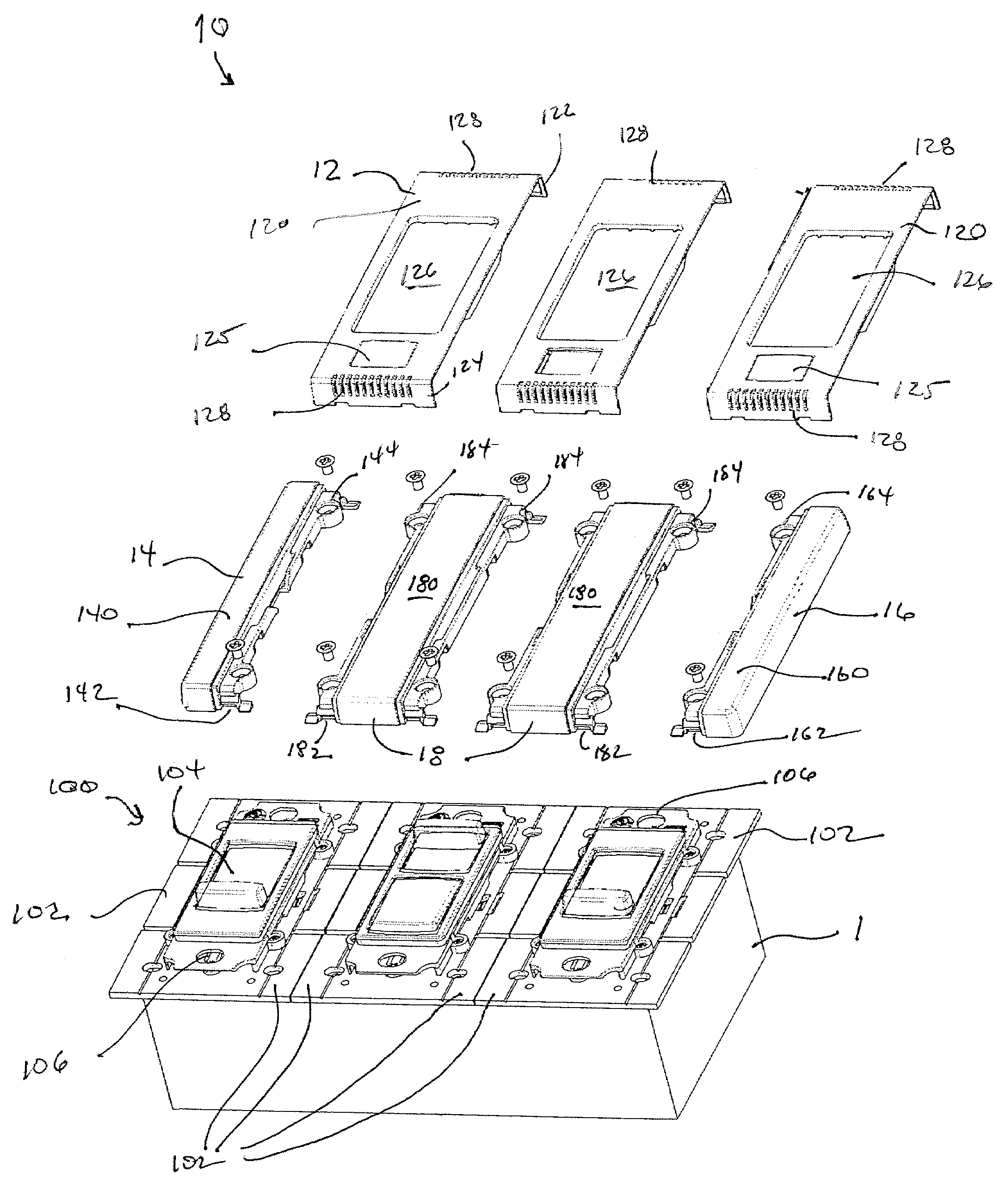 Modular wall plate for ganging commercial dimmers