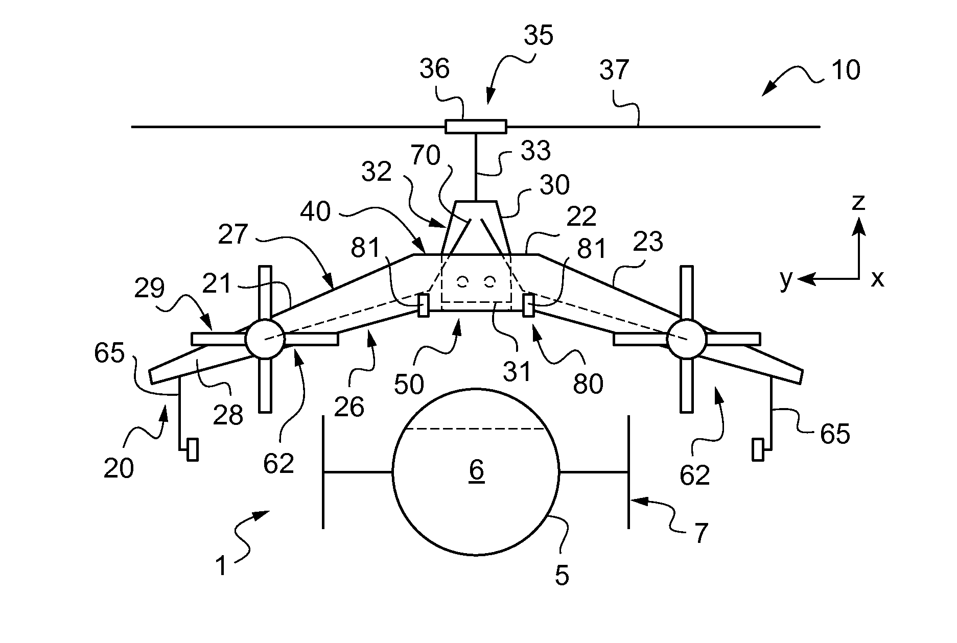 Removable lift assembly for a rotorcraft, and a rotorcraft