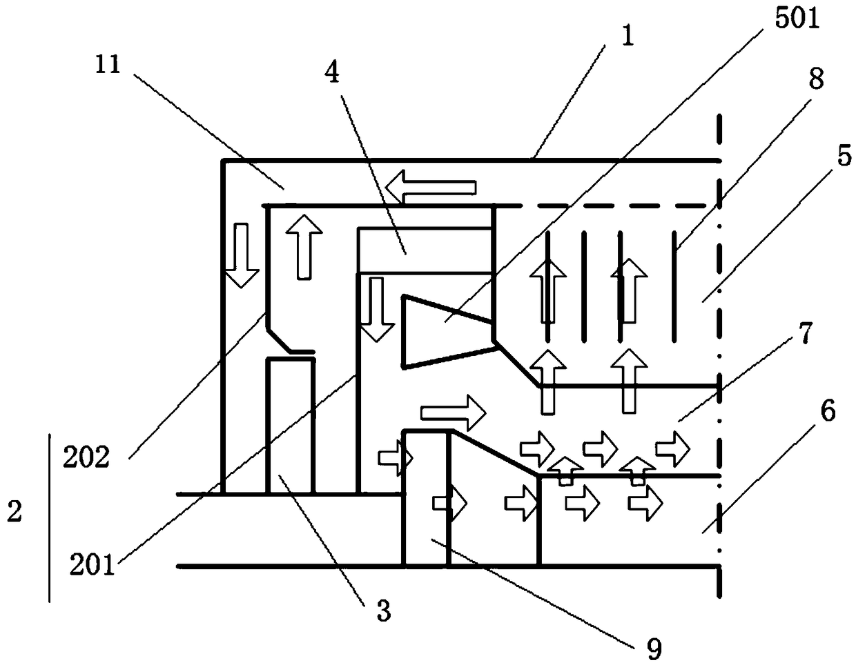 Internal cooling ventilation system adopting full-air-cooling cooling mode for large synchronous phase regulator