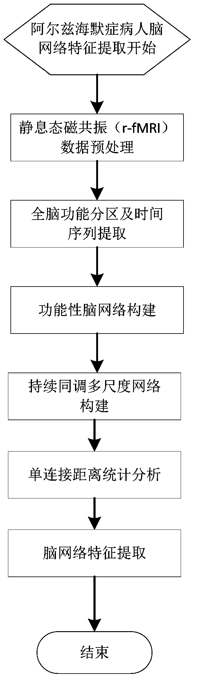 Alzheimer's disease brain network feature extraction method based on a continuous homology technology