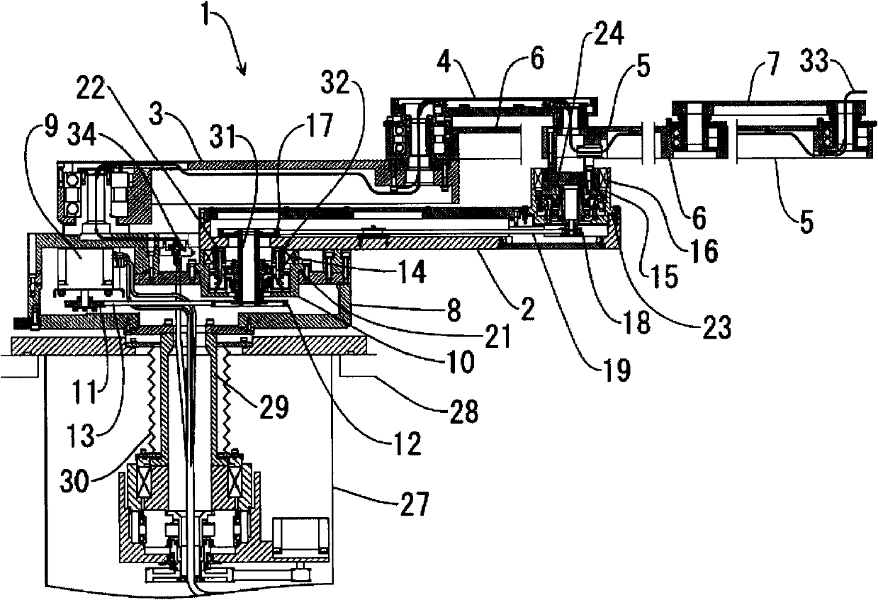 Arm mechanism and vacuum robot with the mechanism