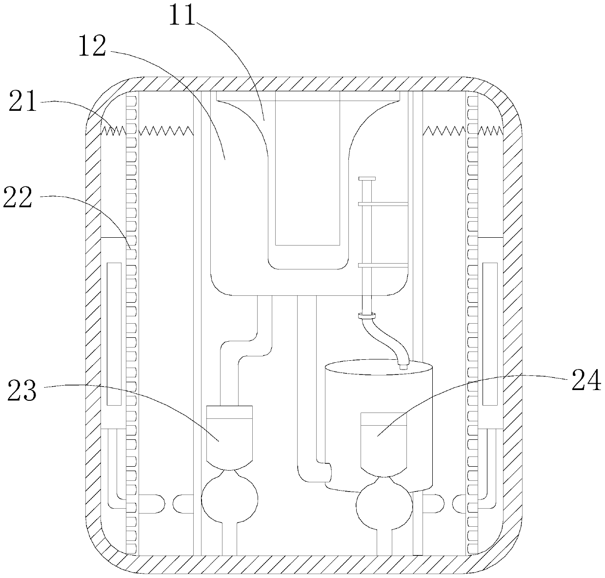 A water dispenser that triggers lighting devices based on changes in the volume of the water outlet