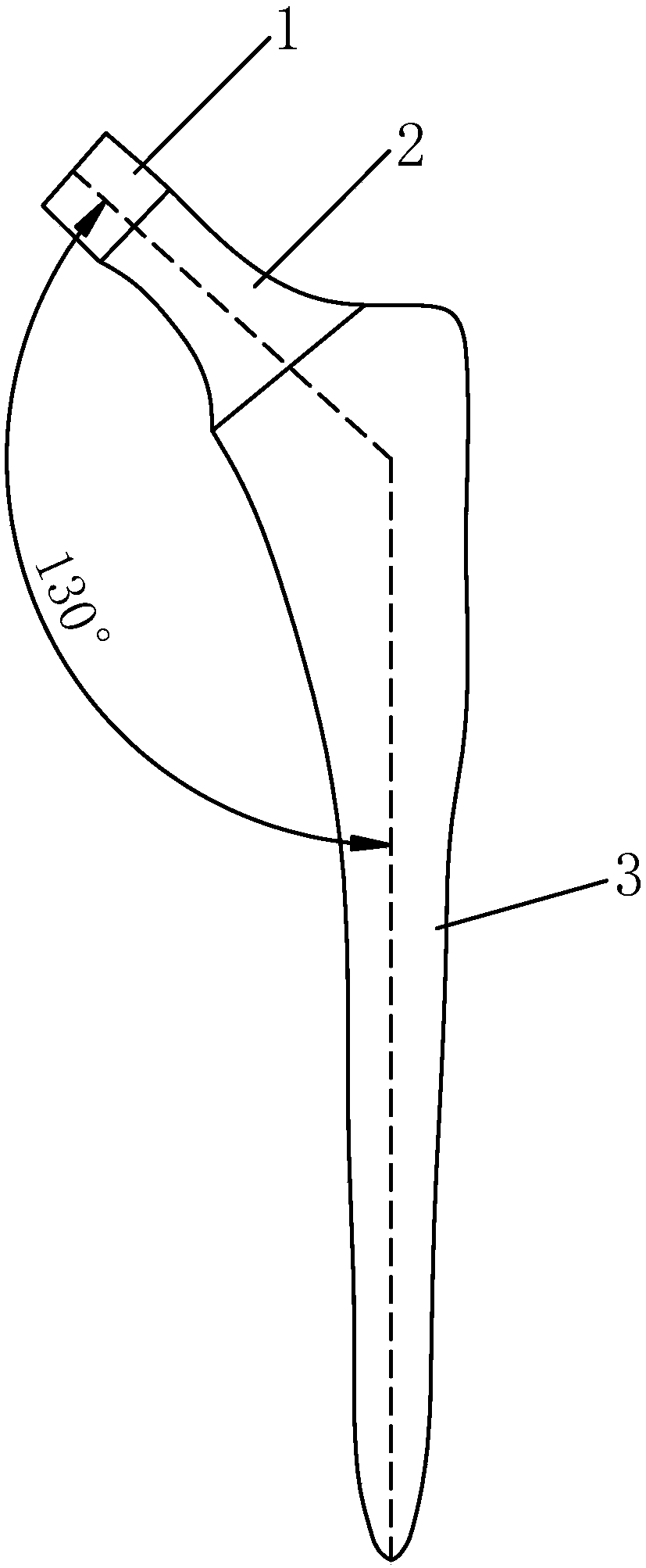 Artificial alpha femoral stem prosthesis